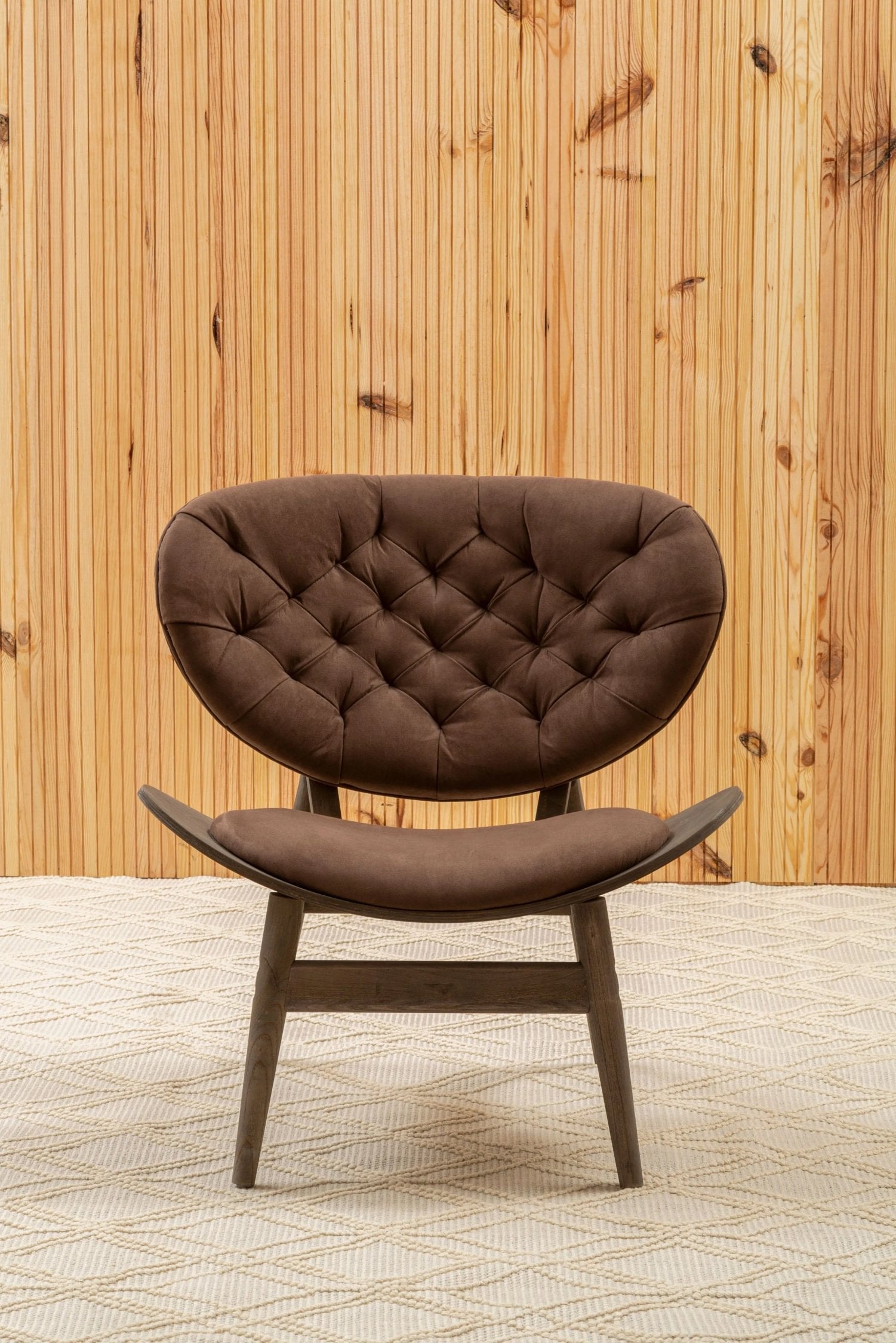 Windsor Brown Velvet & Dark Elm Wood Chair