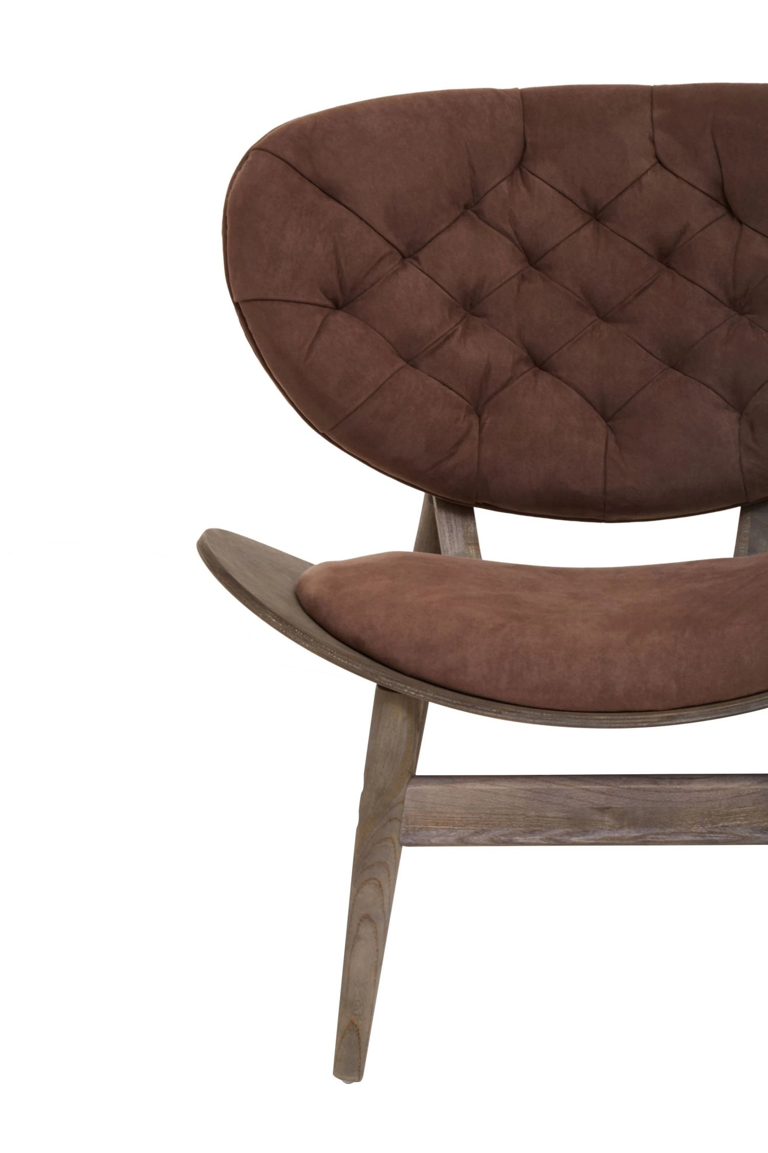 Windsor Brown Velvet & Dark Elm Wood Chair