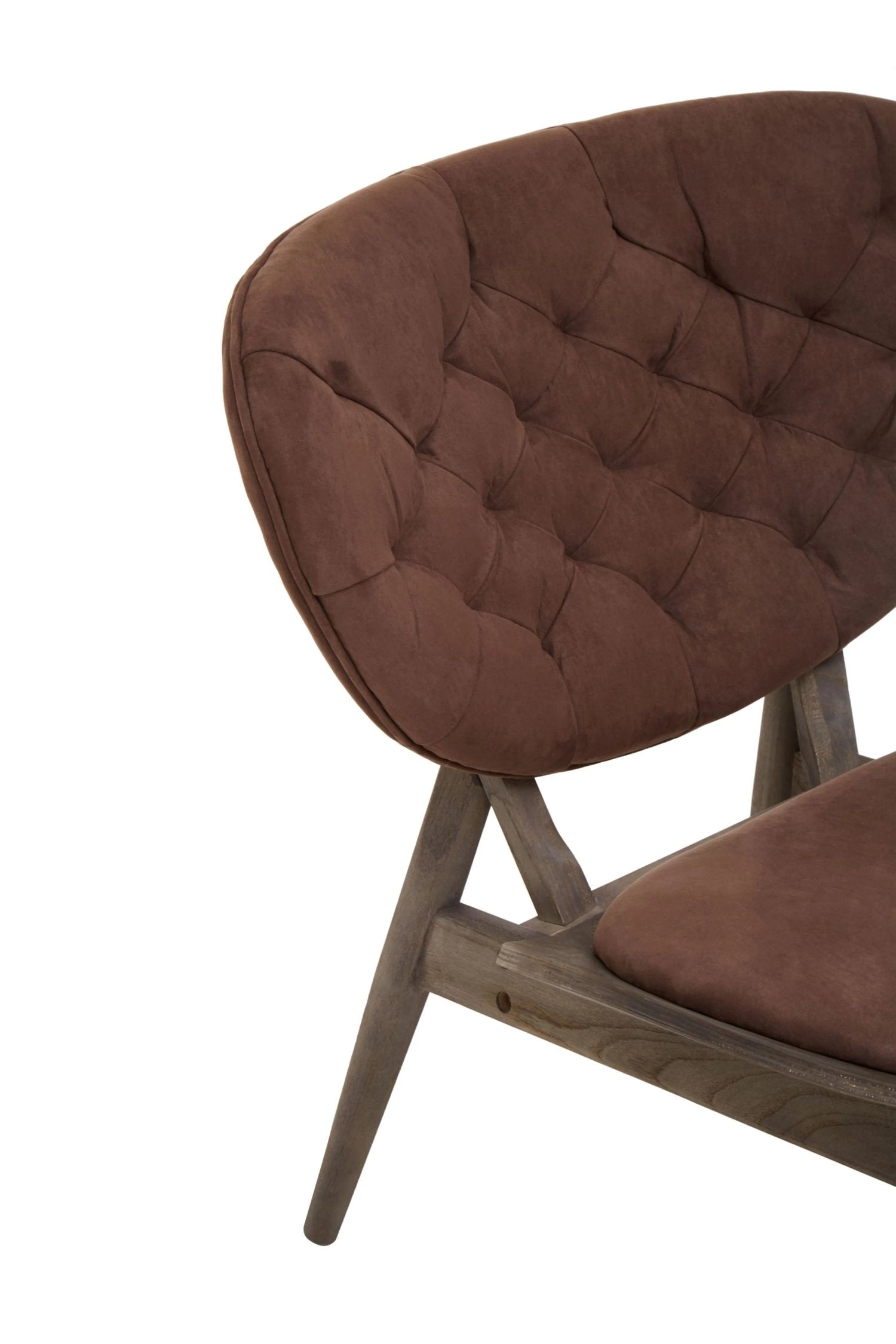 Windsor Brown Velvet & Dark Elm Wood Chair