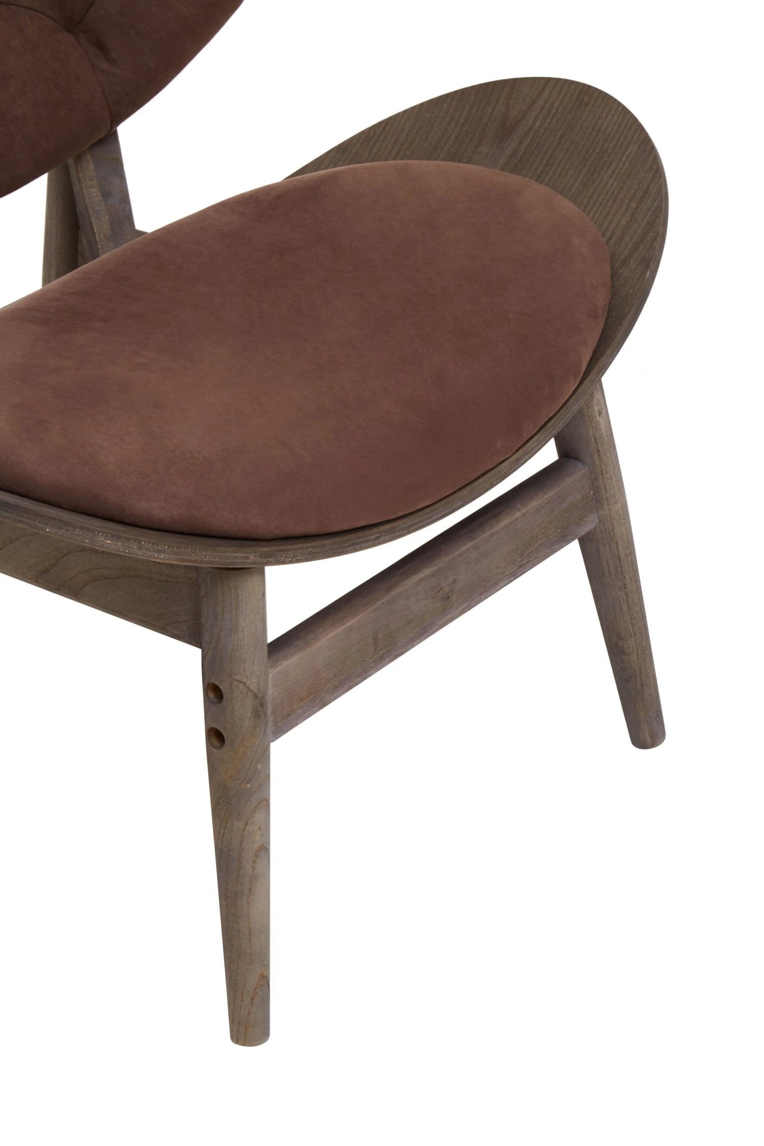 Windsor Brown Velvet & Dark Elm Wood Chair