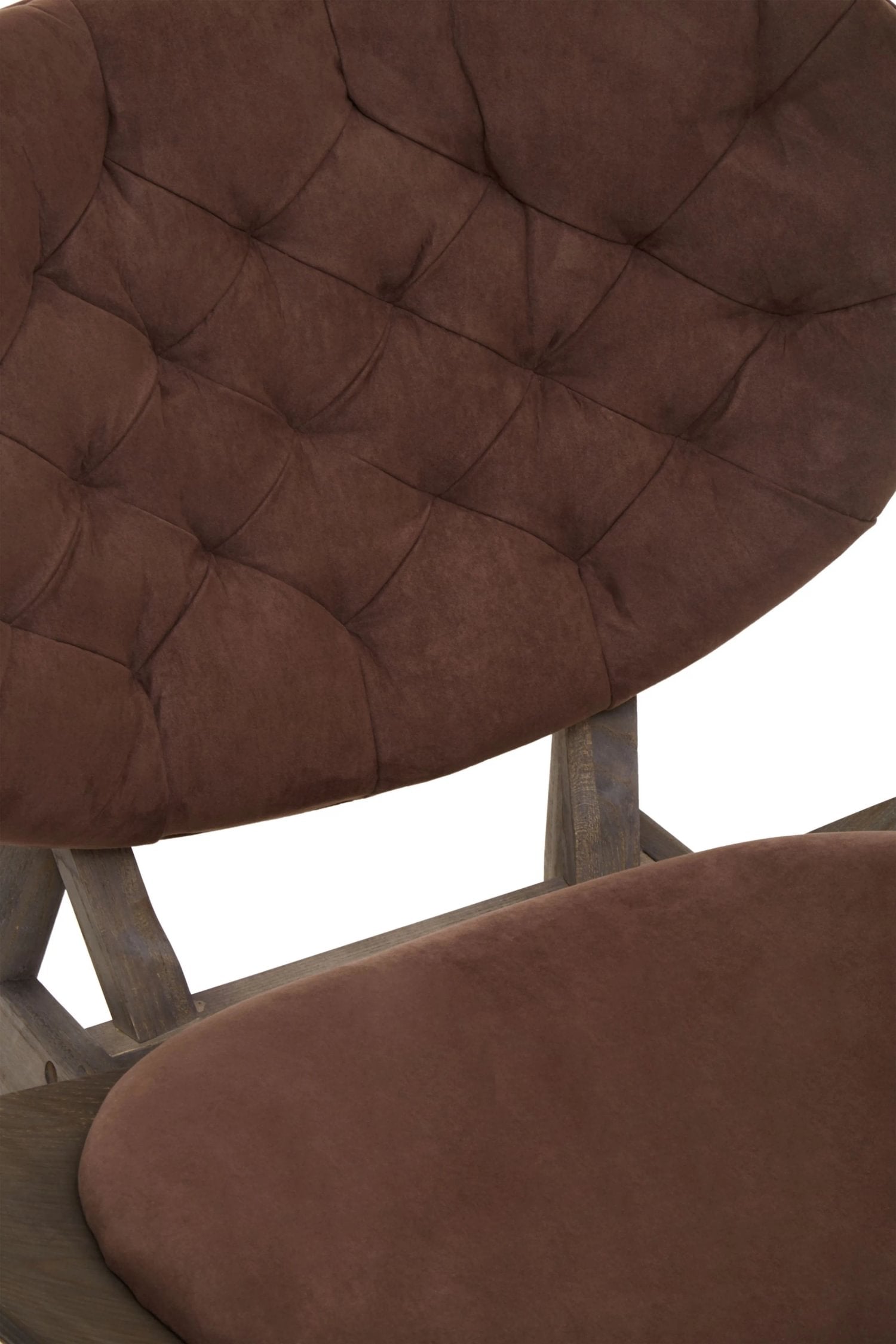 Windsor Brown Velvet & Dark Elm Wood Chair
