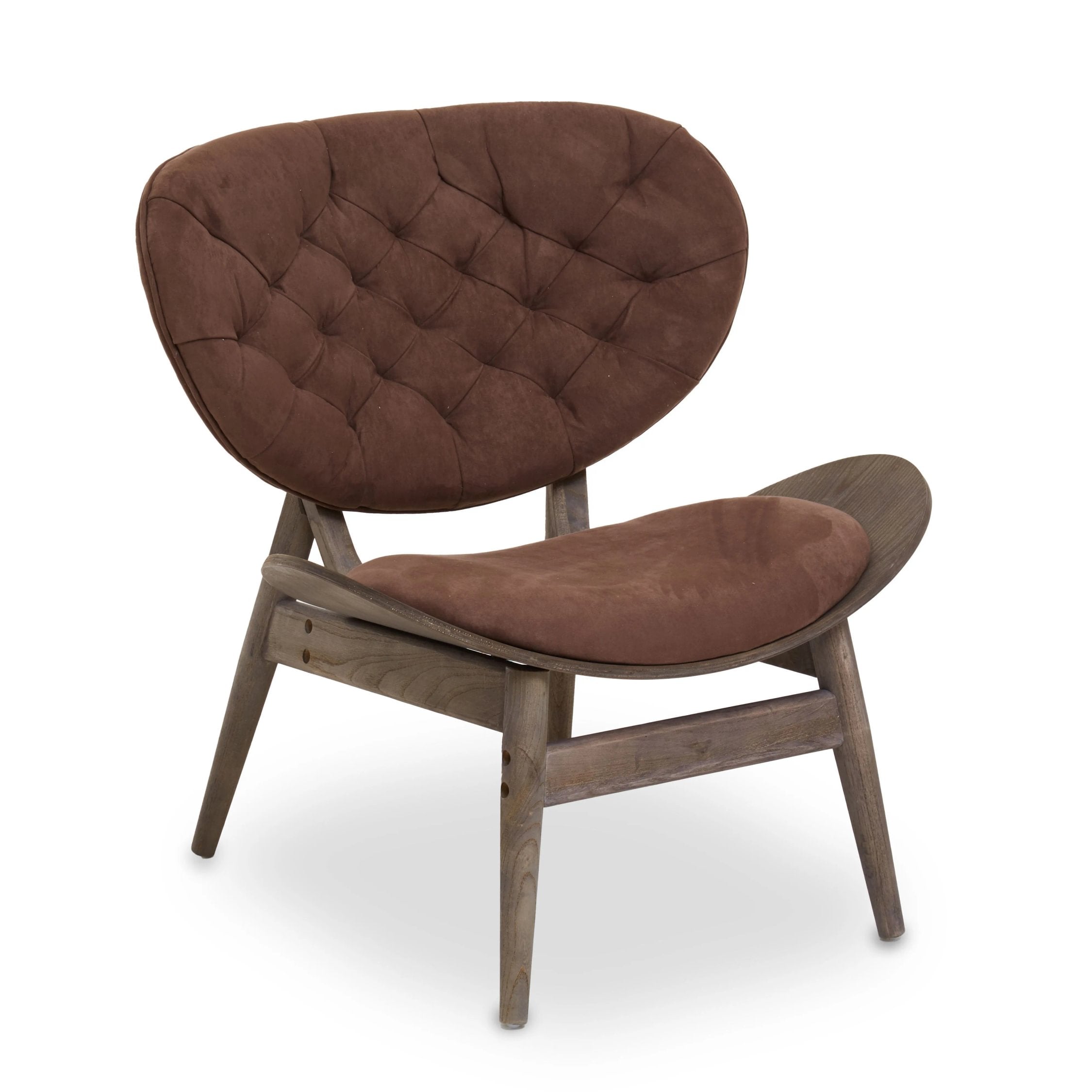 Windsor Brown Velvet & Dark Elm Wood Chair
