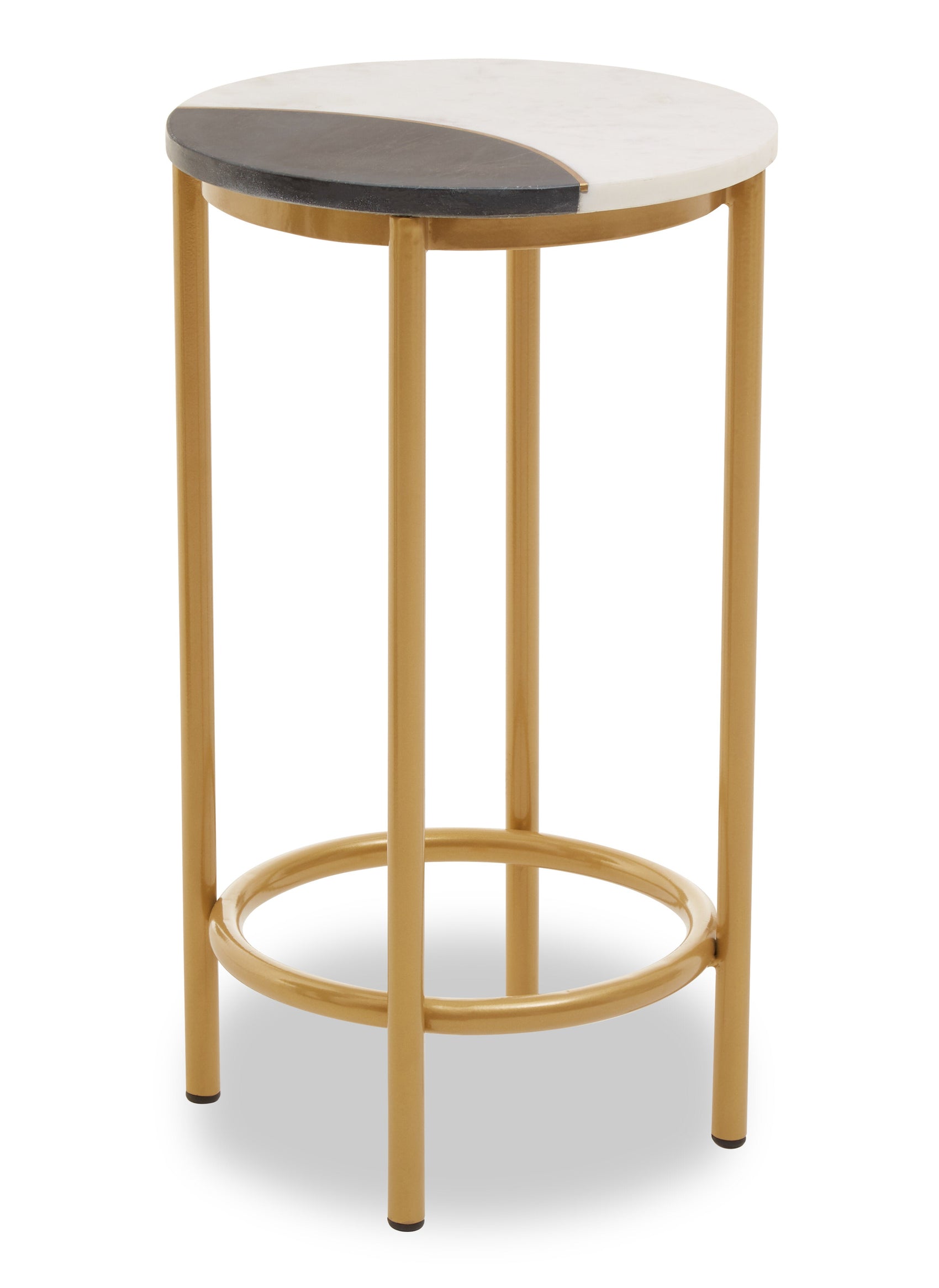 Chiara White Marble & Agate Stone Round Side Table