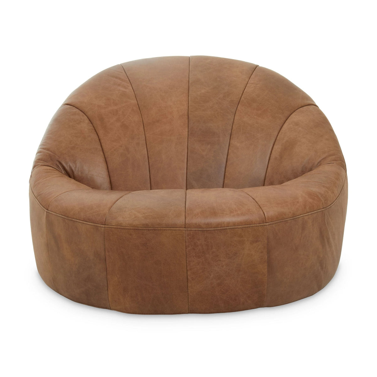 Kensington Light Brown Leather Lounge Cocoon Chair