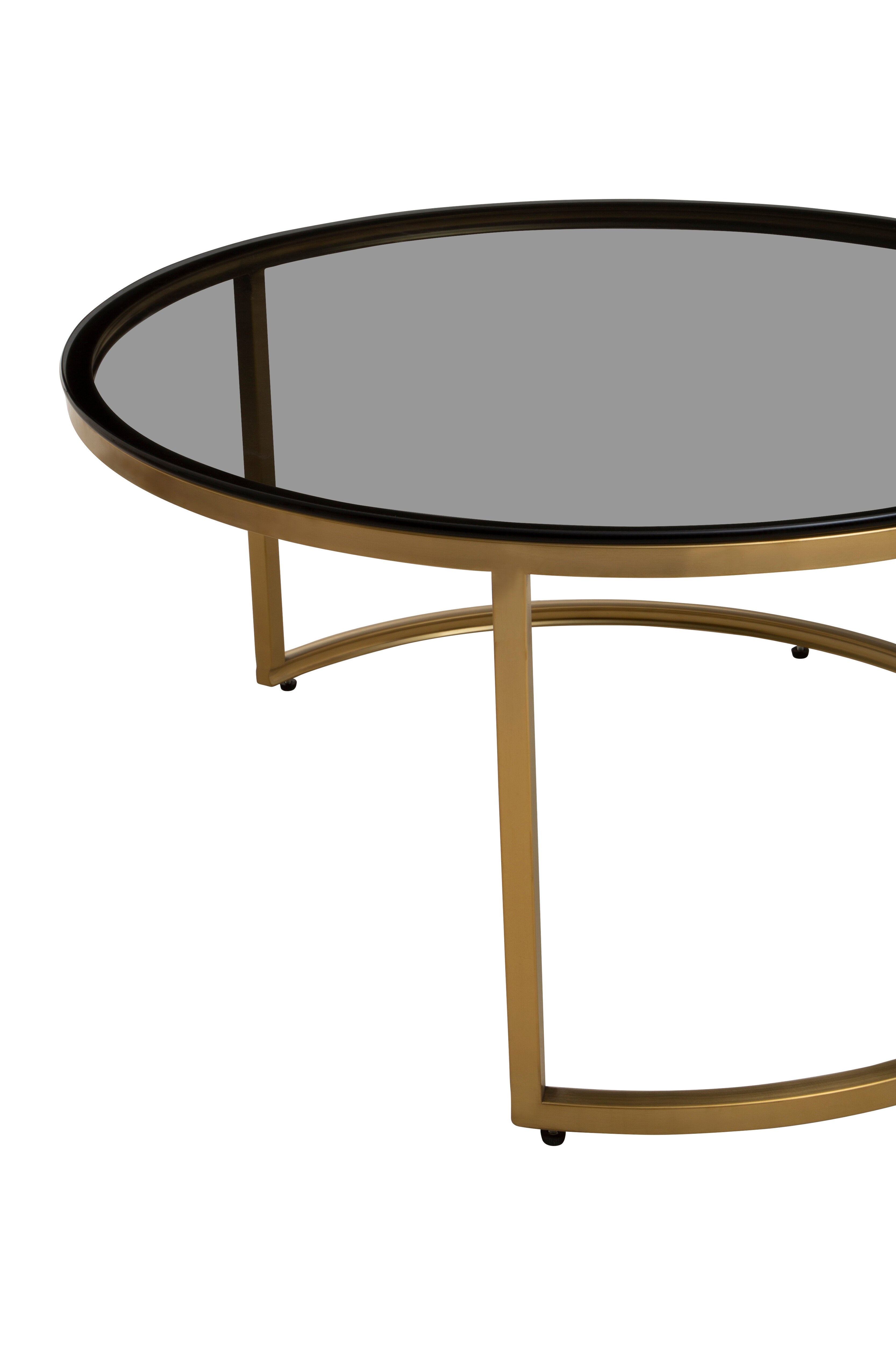Set of 2  Loma Gold & Black Round Nesting Coffee Tables