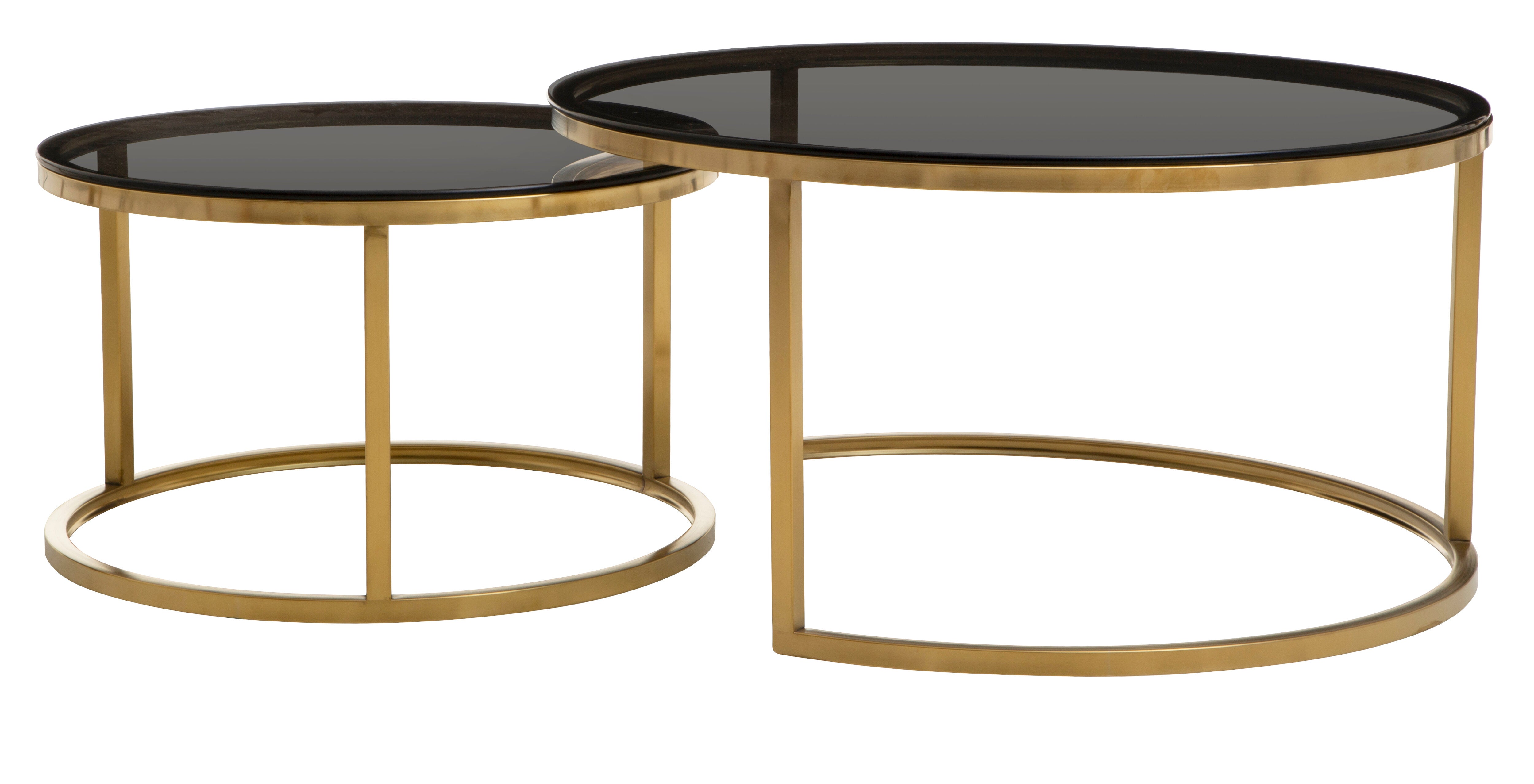 Set of 2  Loma Gold & Black Round Nesting Coffee Tables