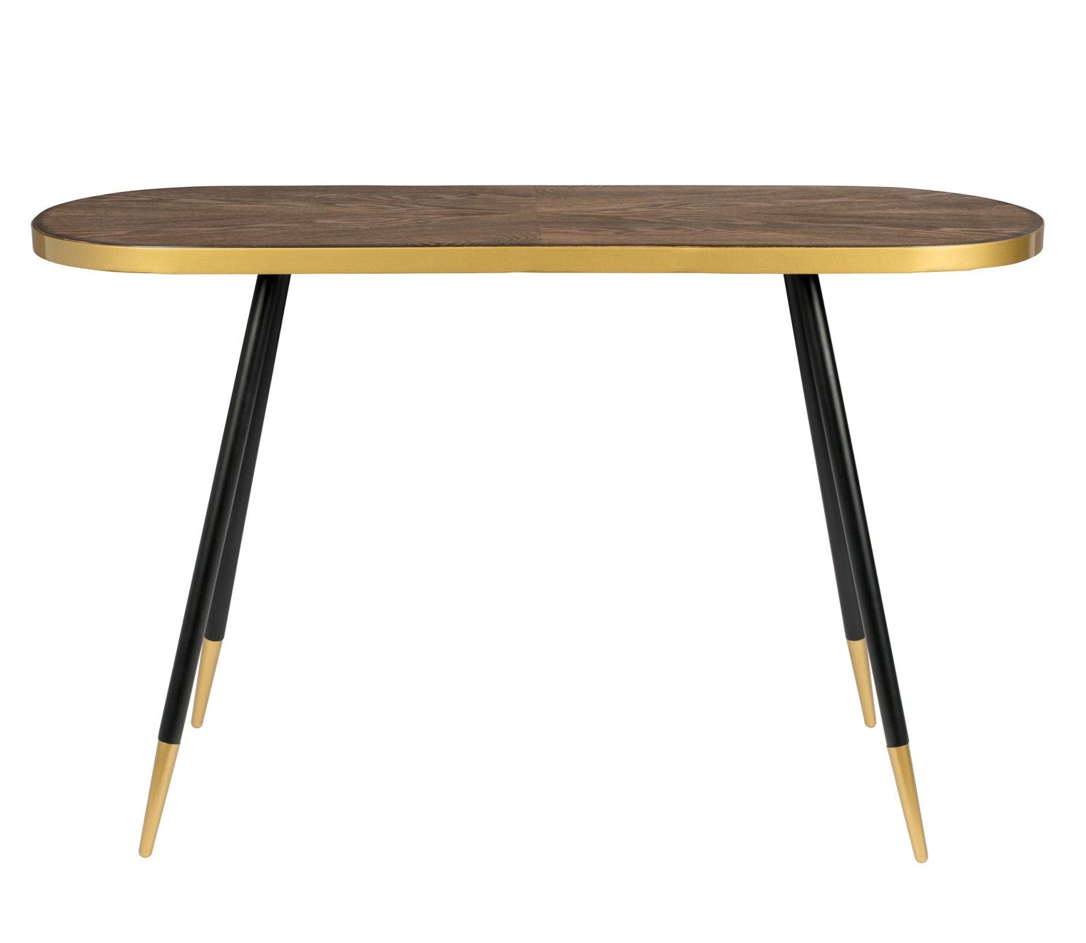 Denise Brown Wood & Gold Oval Console Table