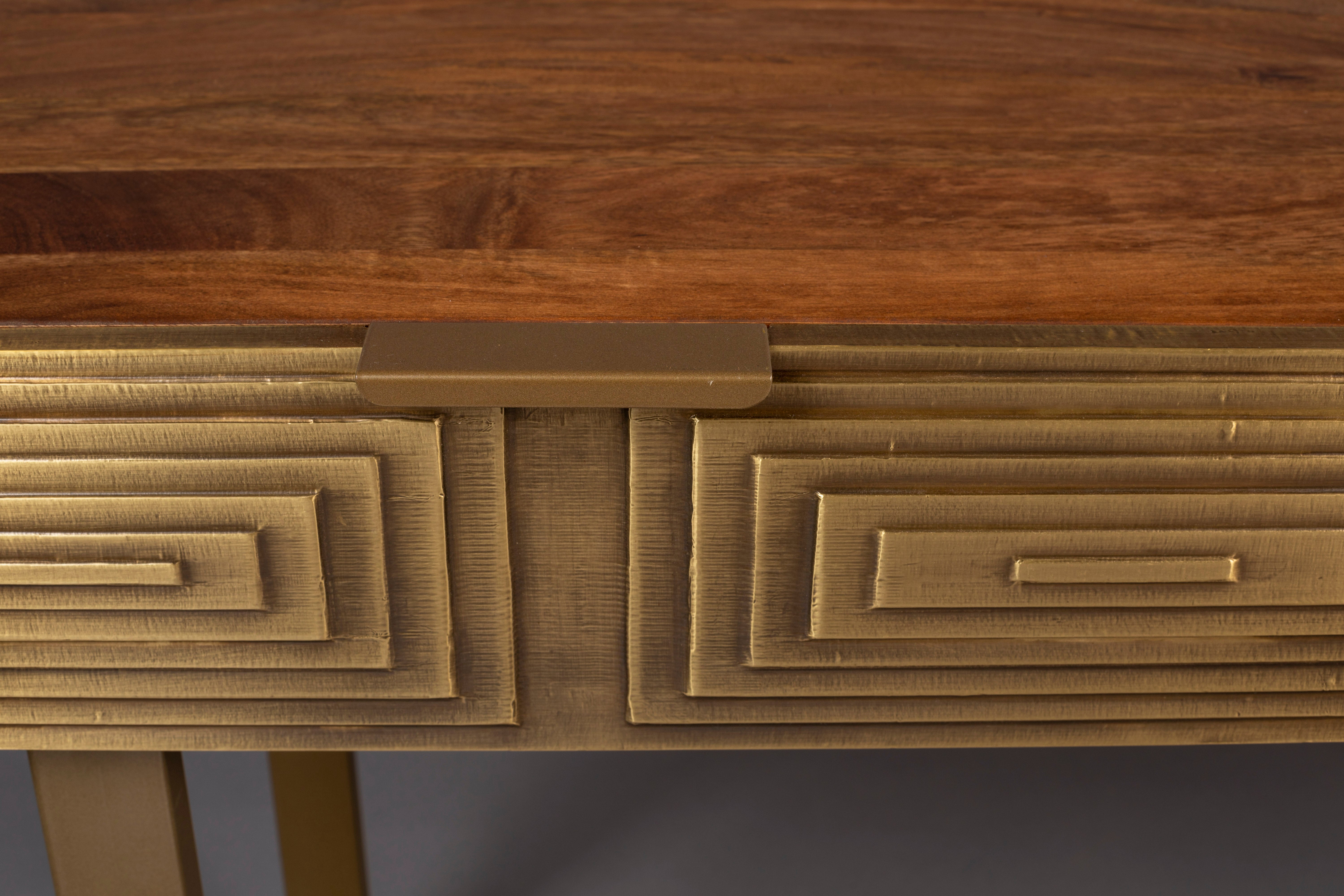 Dutchbone Volan Brass & Mango Wood Console Table