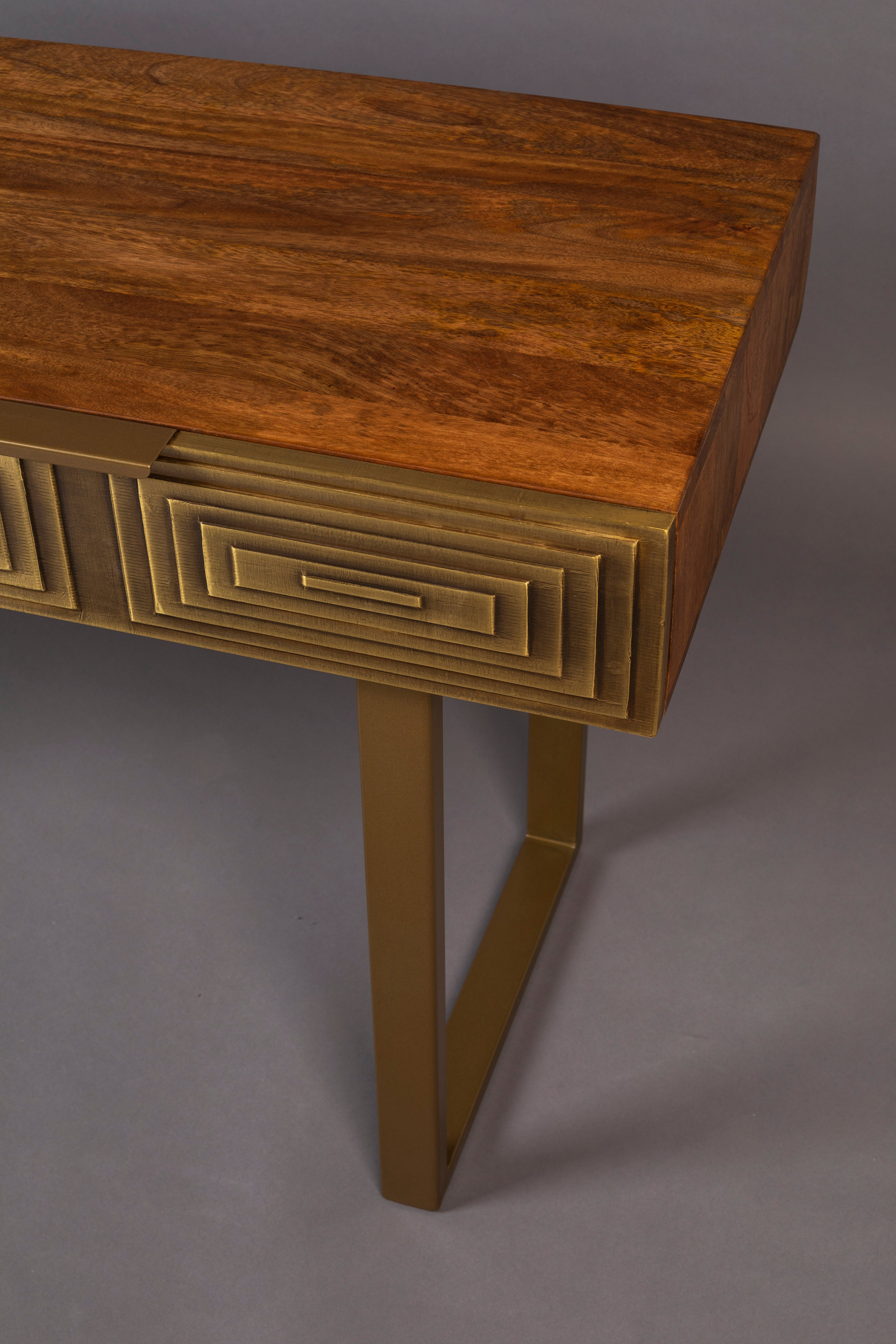 Dutchbone Volan Brass & Mango Wood Console Table
