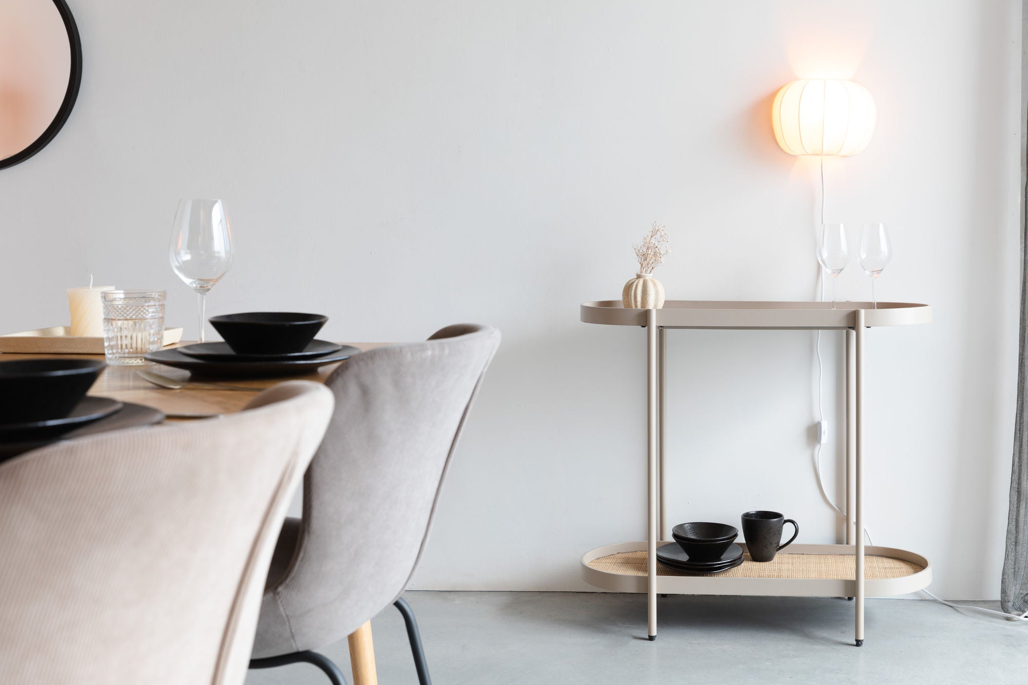 Amaya Beige Wood & Natural Rattan Console Table