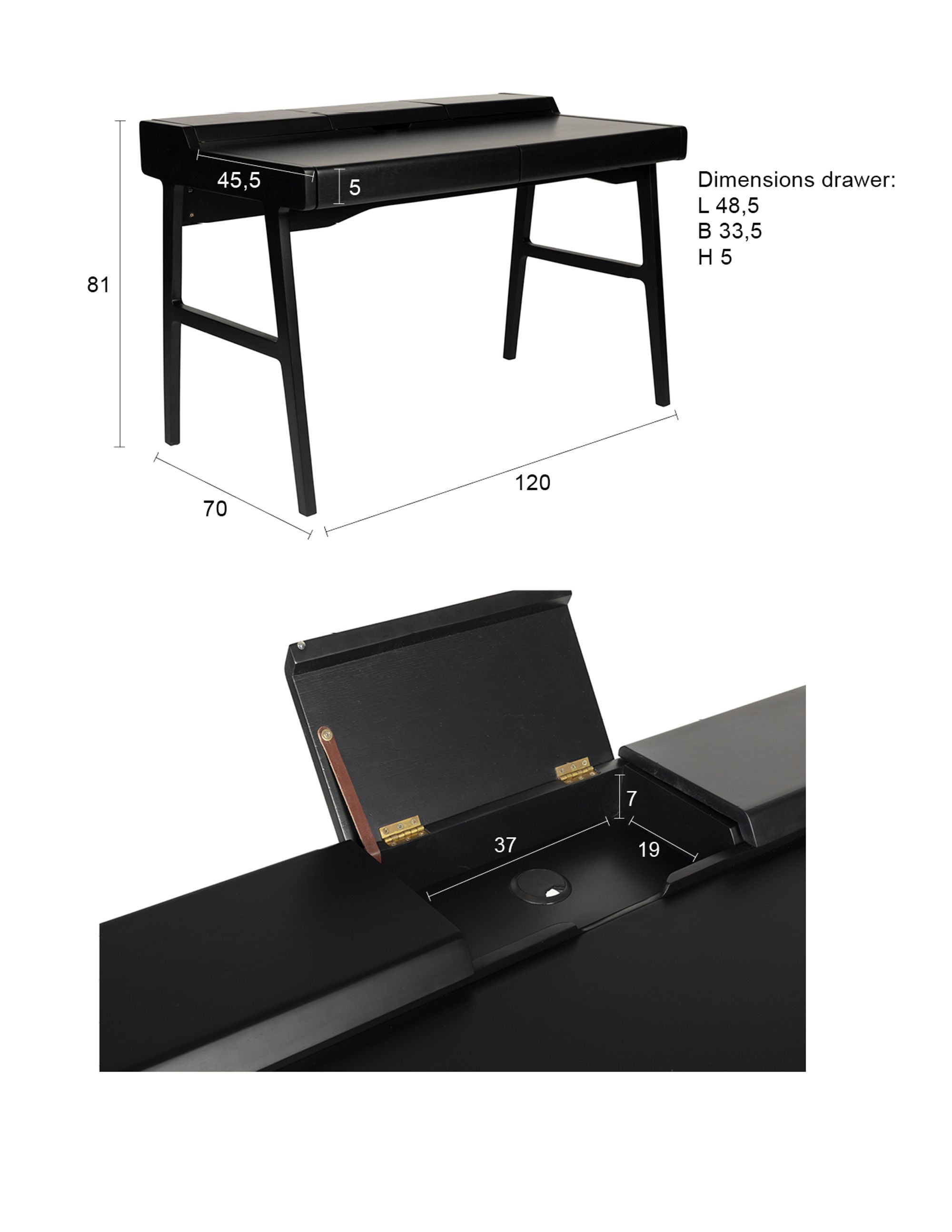 Zuiver Kaat Natural Oak Wood Desk Table