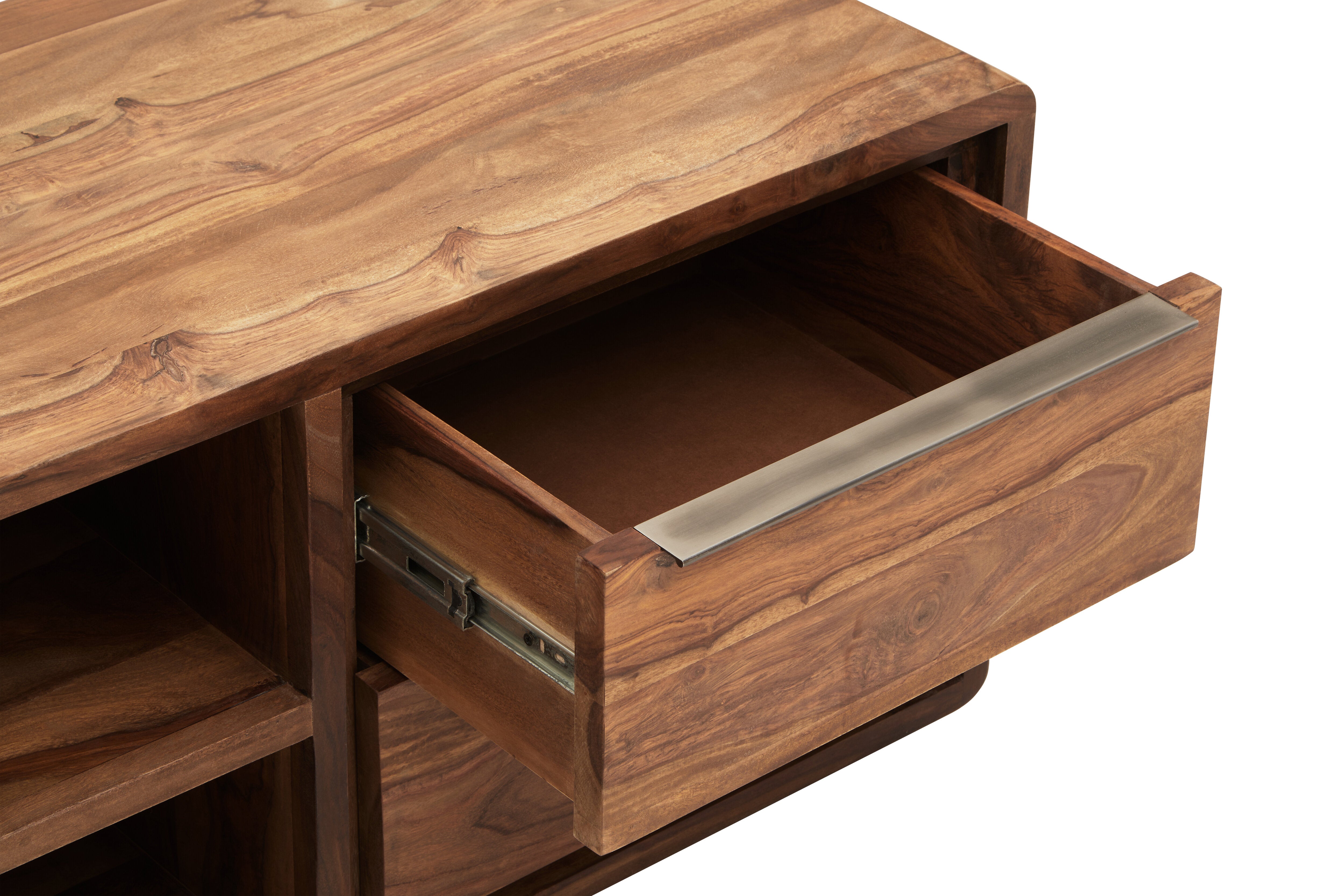 Indo Sheesham & Brown Acacia Wood TV Unit