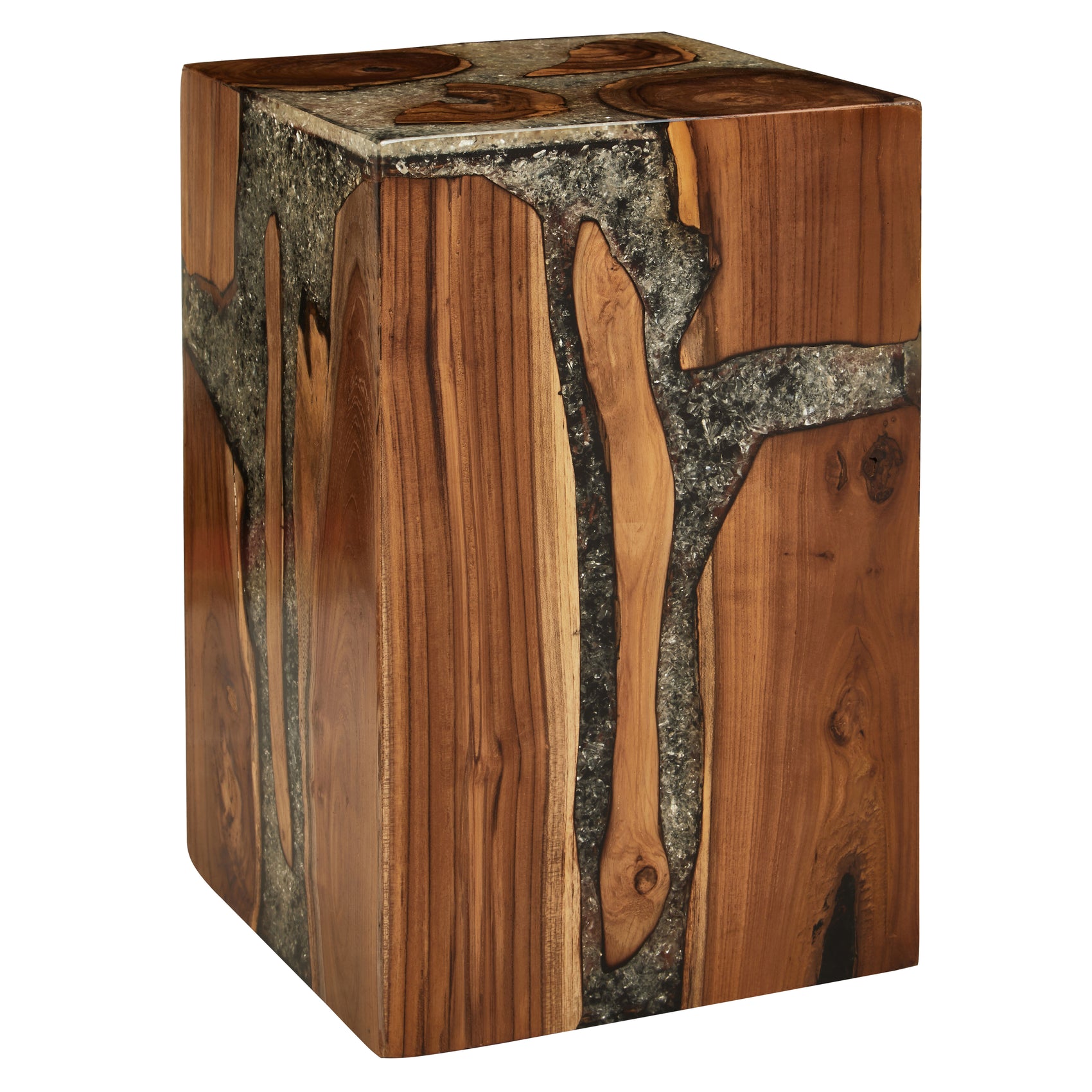 Malvern Natural Wood Burnt Effect Column Side Table