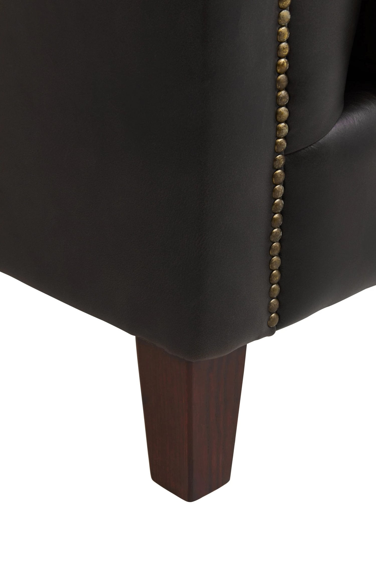 Burlington Black Leather 3 Seater Modern Chesterfield Sofa