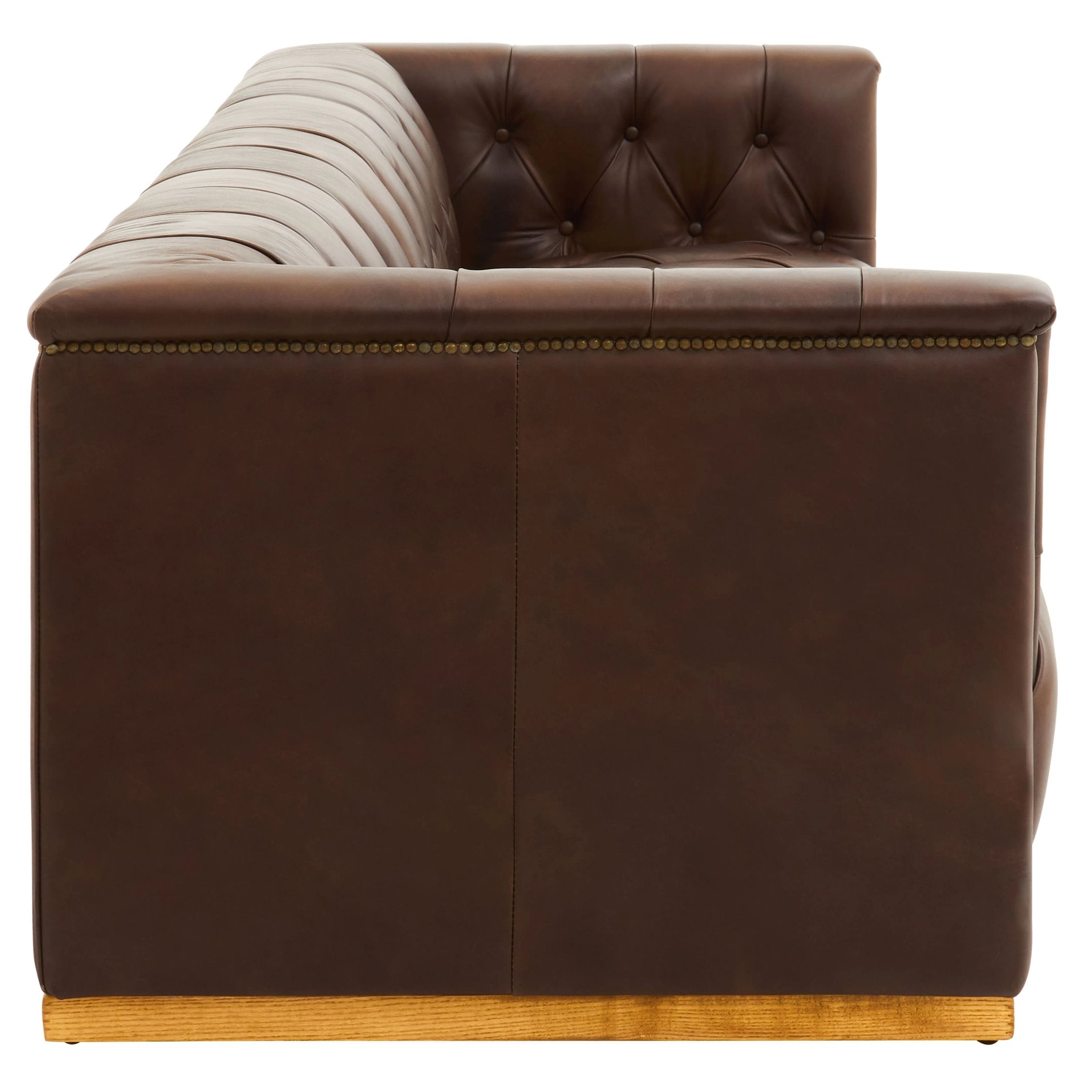 Burlington Dark Brown Leather 3 Seater Modern Chesterfield Sofa 238 x 88 x 64cm