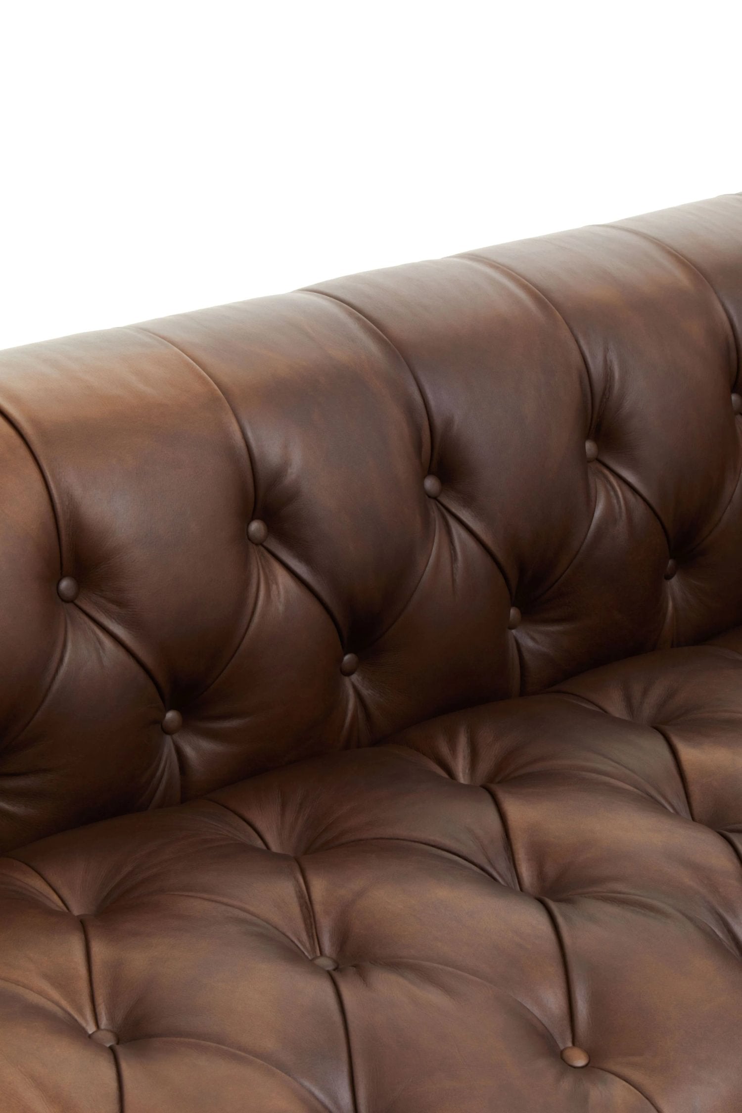 Burlington Dark Brown Leather 3 Seater Modern Chesterfield Sofa 238 x 88 x 64cm