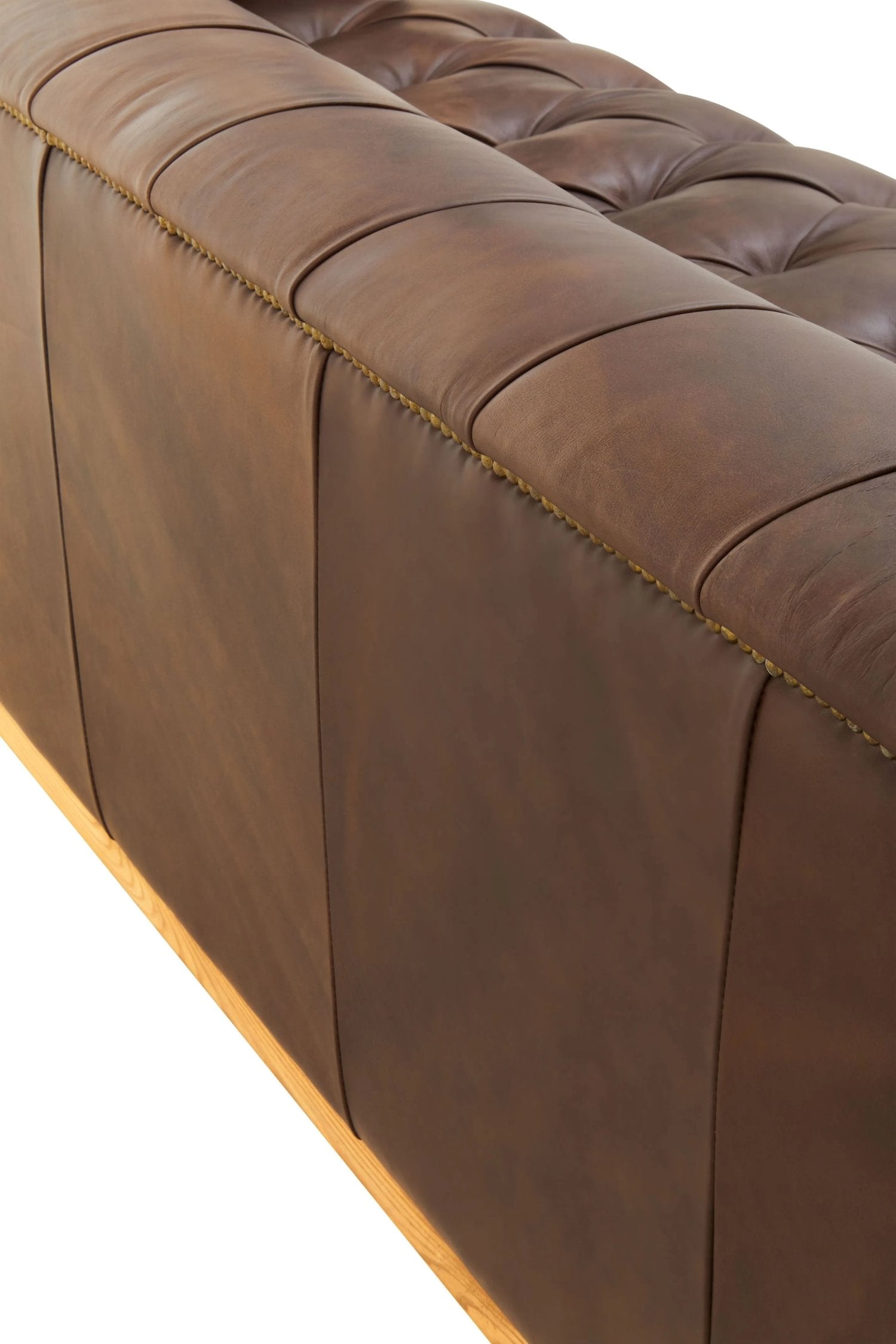 Burlington Dark Brown Leather 3 Seater Modern Chesterfield Sofa 238 x 88 x 64cm