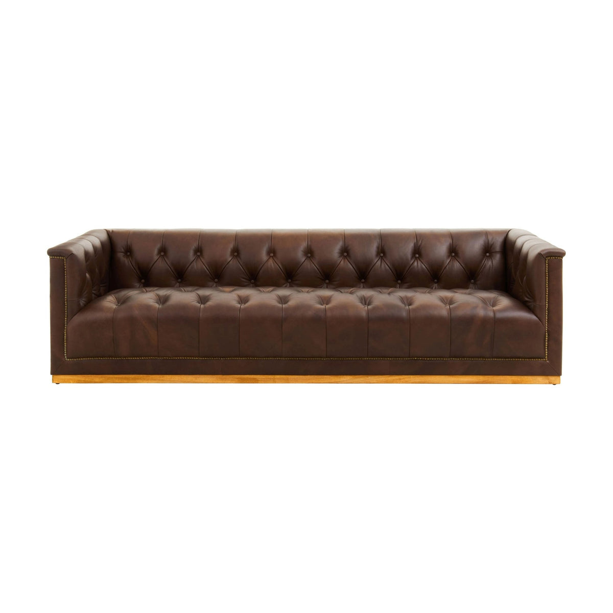 Burlington Dark Brown Leather 3 Seater Modern Chesterfield Sofa 238 x 88 x 64cm
