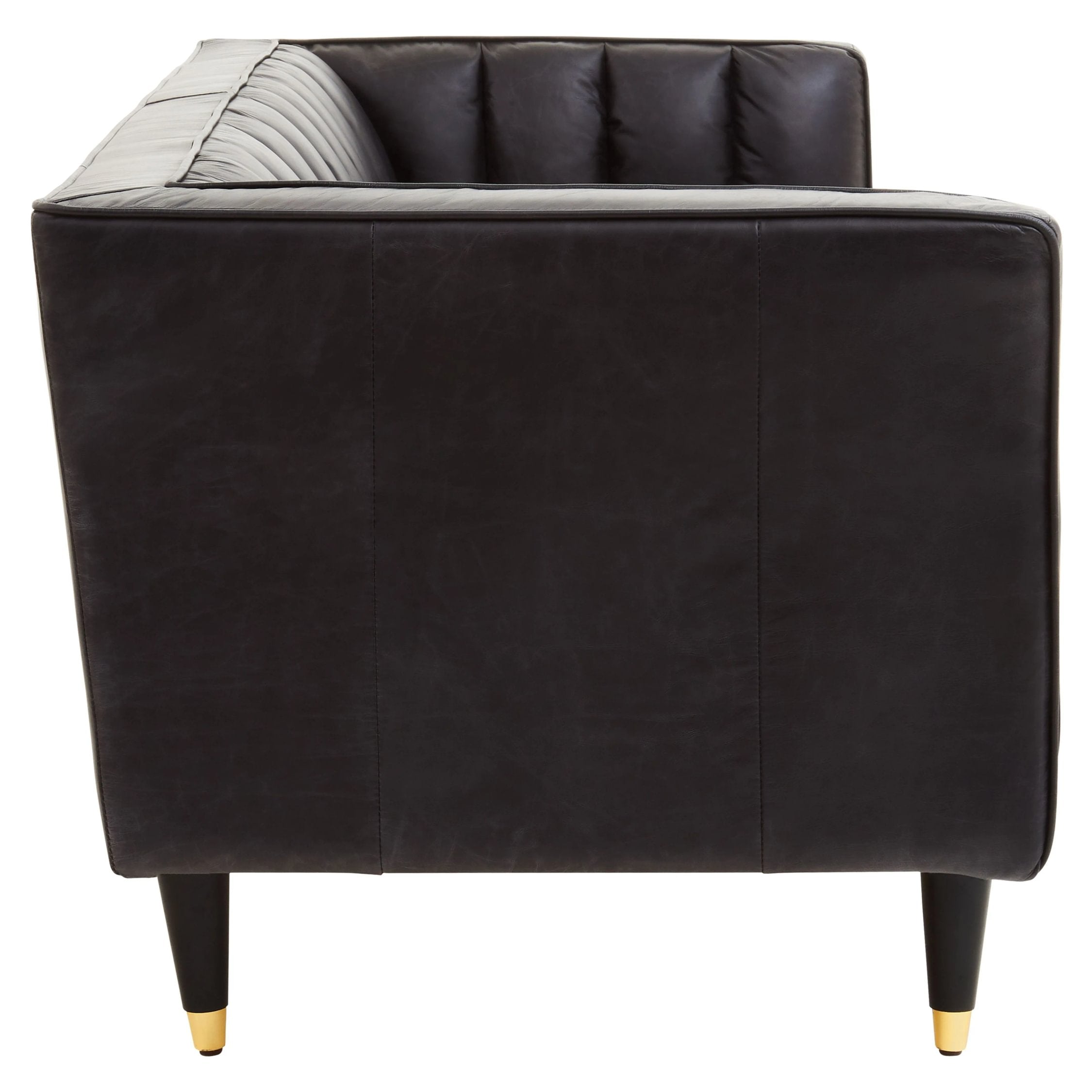 Burlington Black Leather Flared Arm 3 Seater Sofa