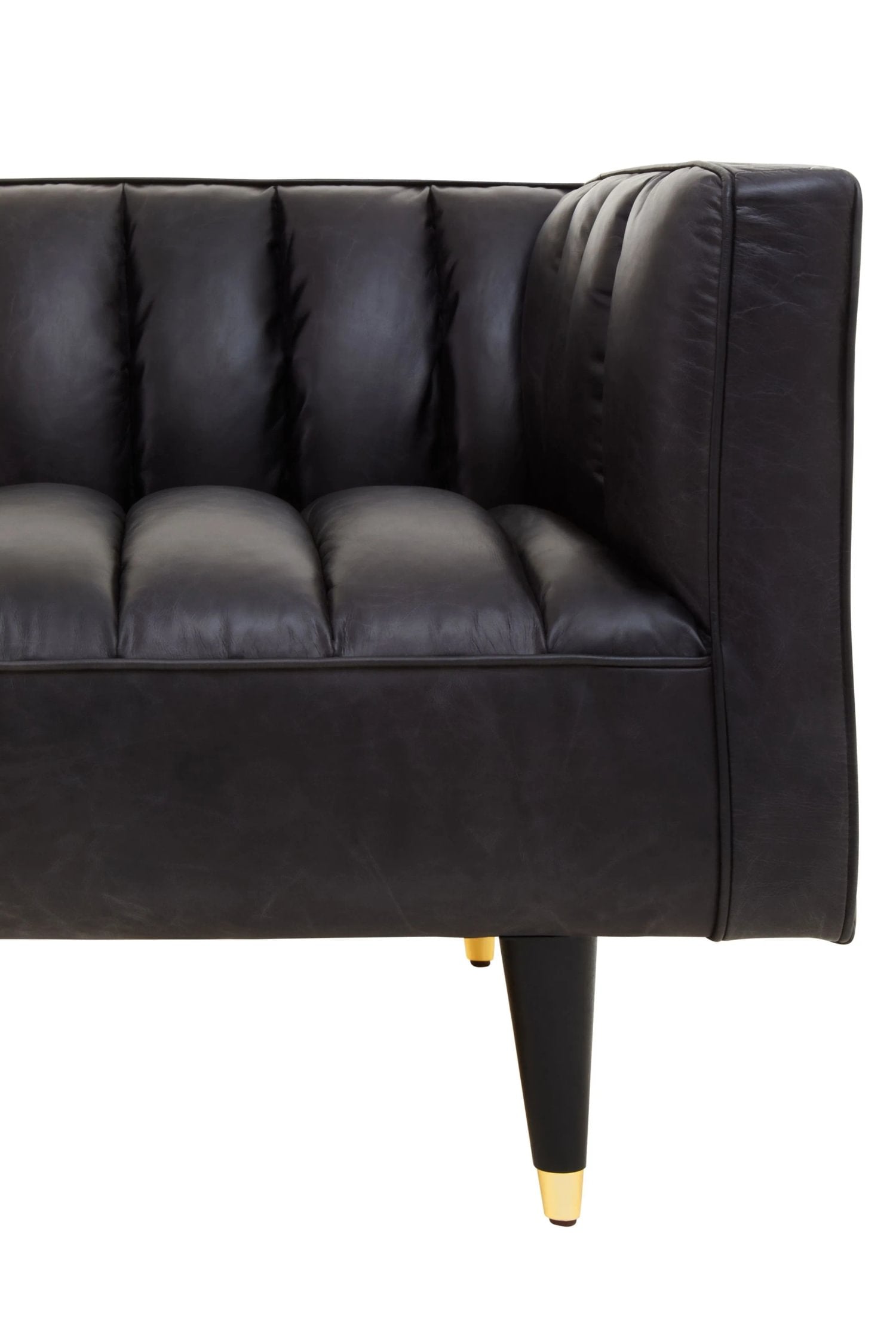 Burlington Black Leather Flared Arm 3 Seater Sofa