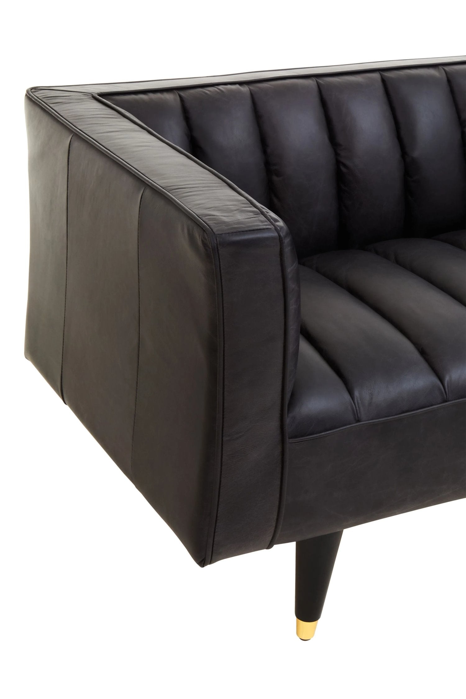 Burlington Black Leather Flared Arm 3 Seater Sofa