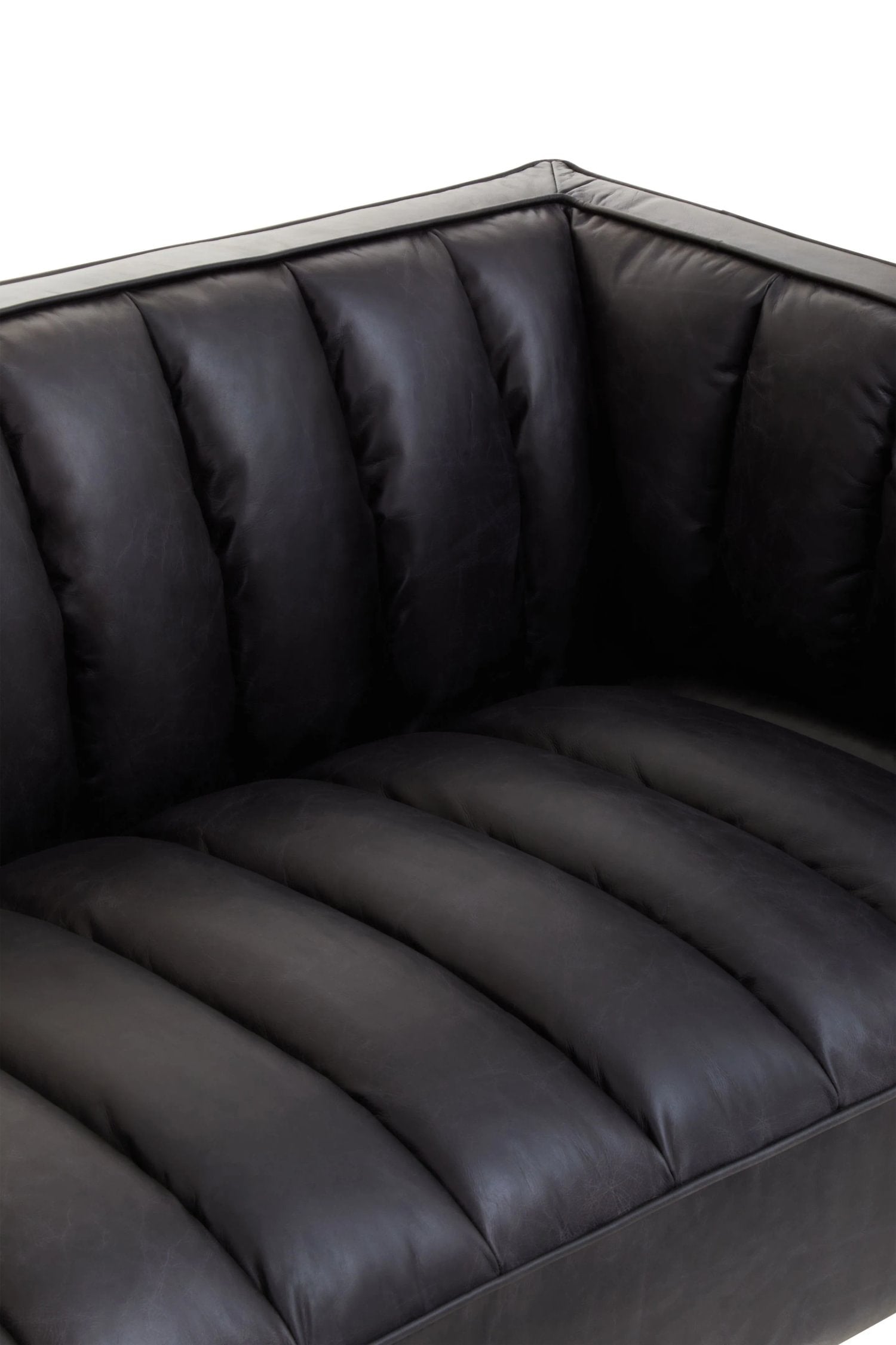 Burlington Black Leather Flared Arm 3 Seater Sofa