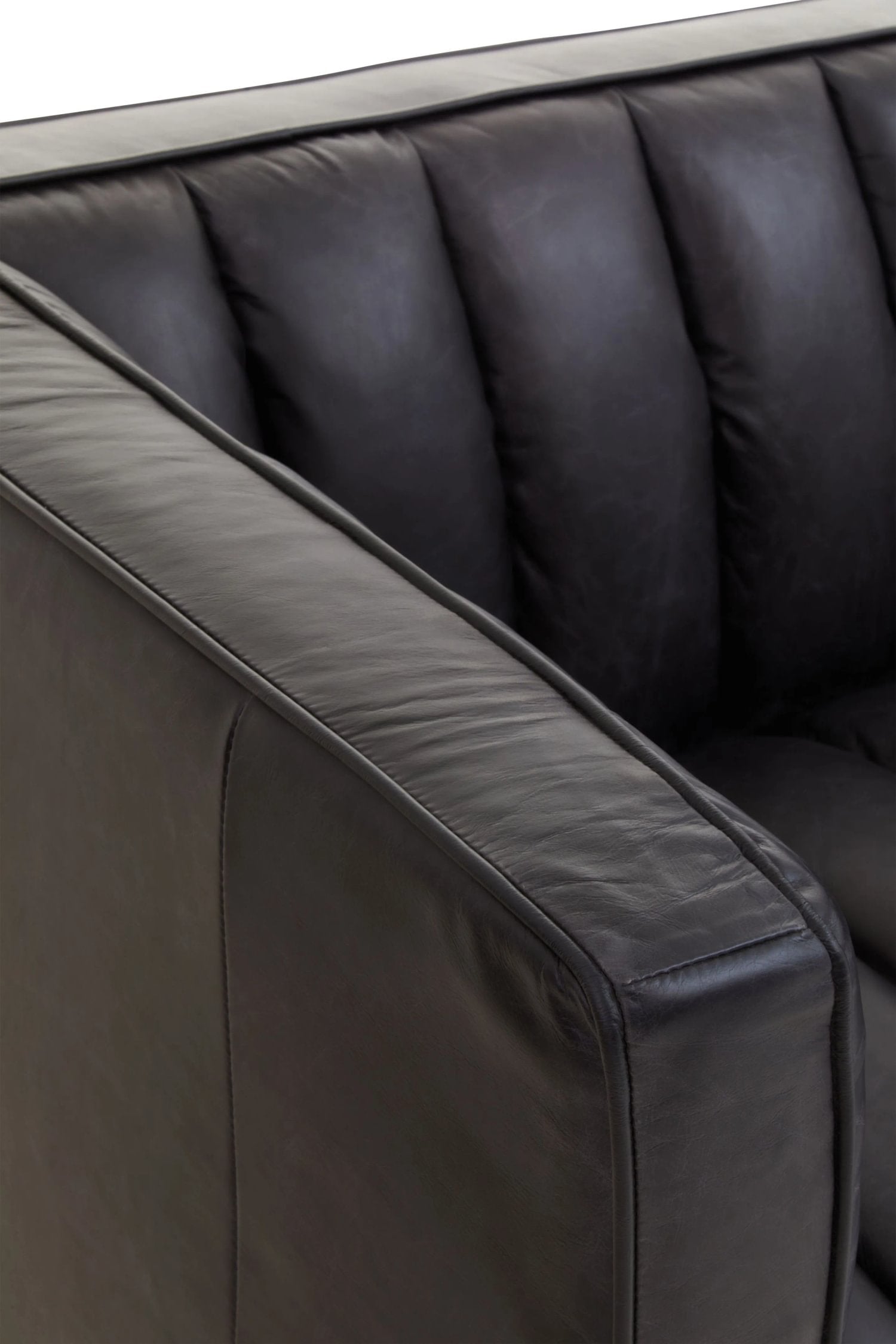 Burlington Black Leather Flared Arm 3 Seater Sofa
