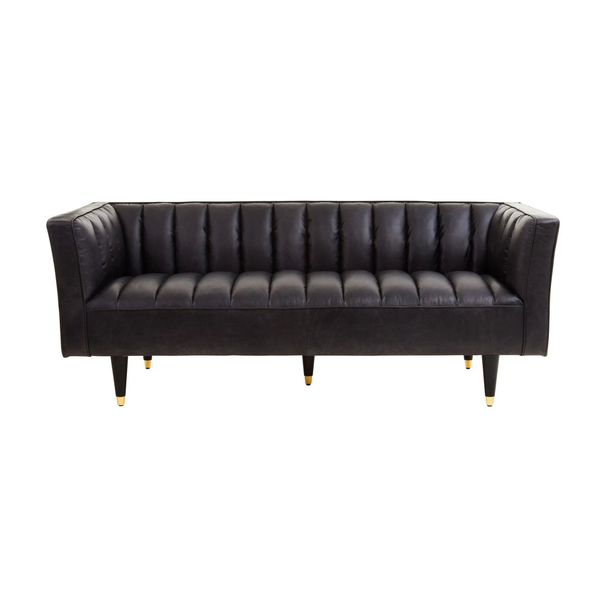 Burlington Black Leather Flared Arm 3 Seater Sofa