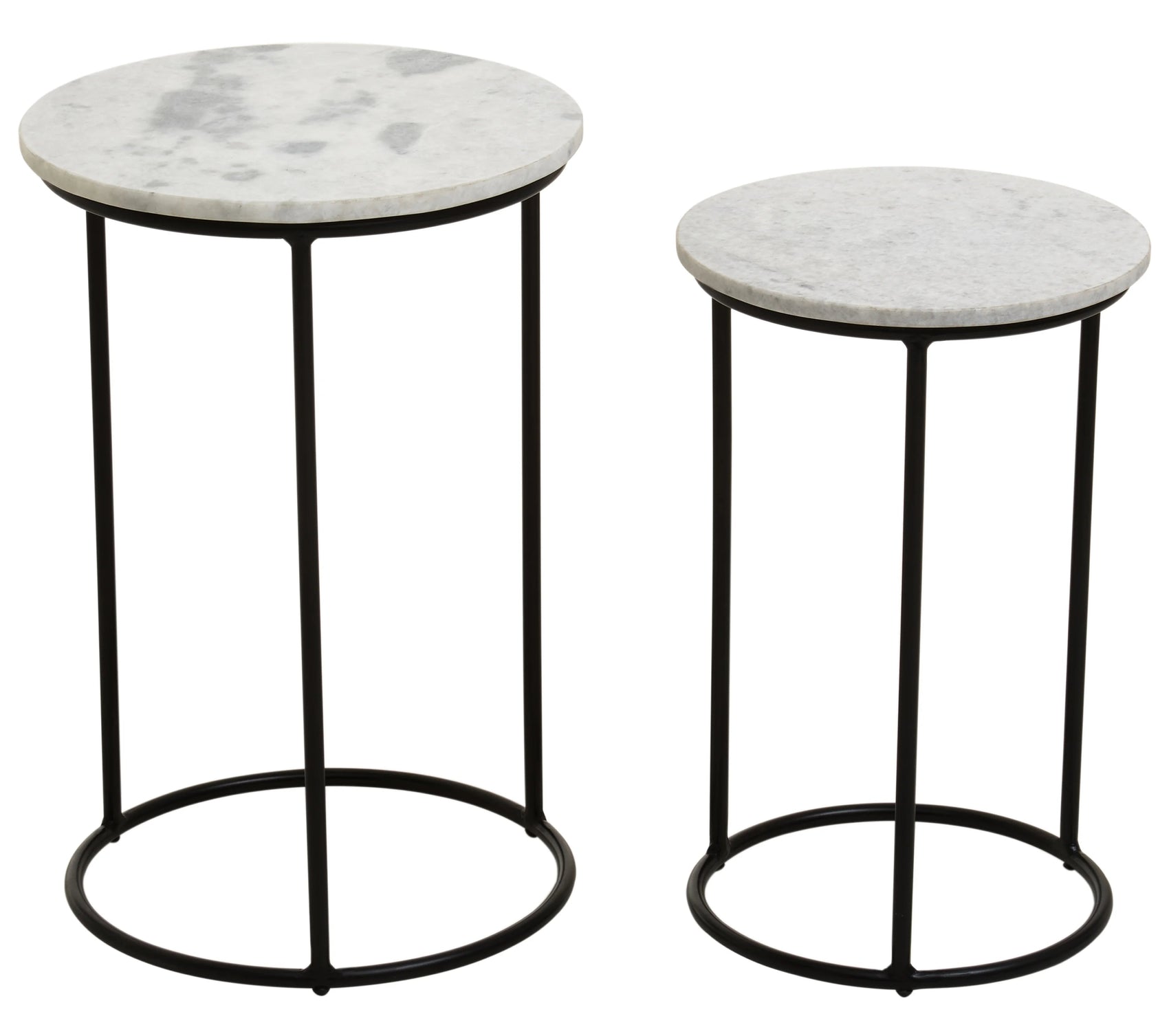 Set of 2 Cassina White Marble & Black Nesting Side Tables