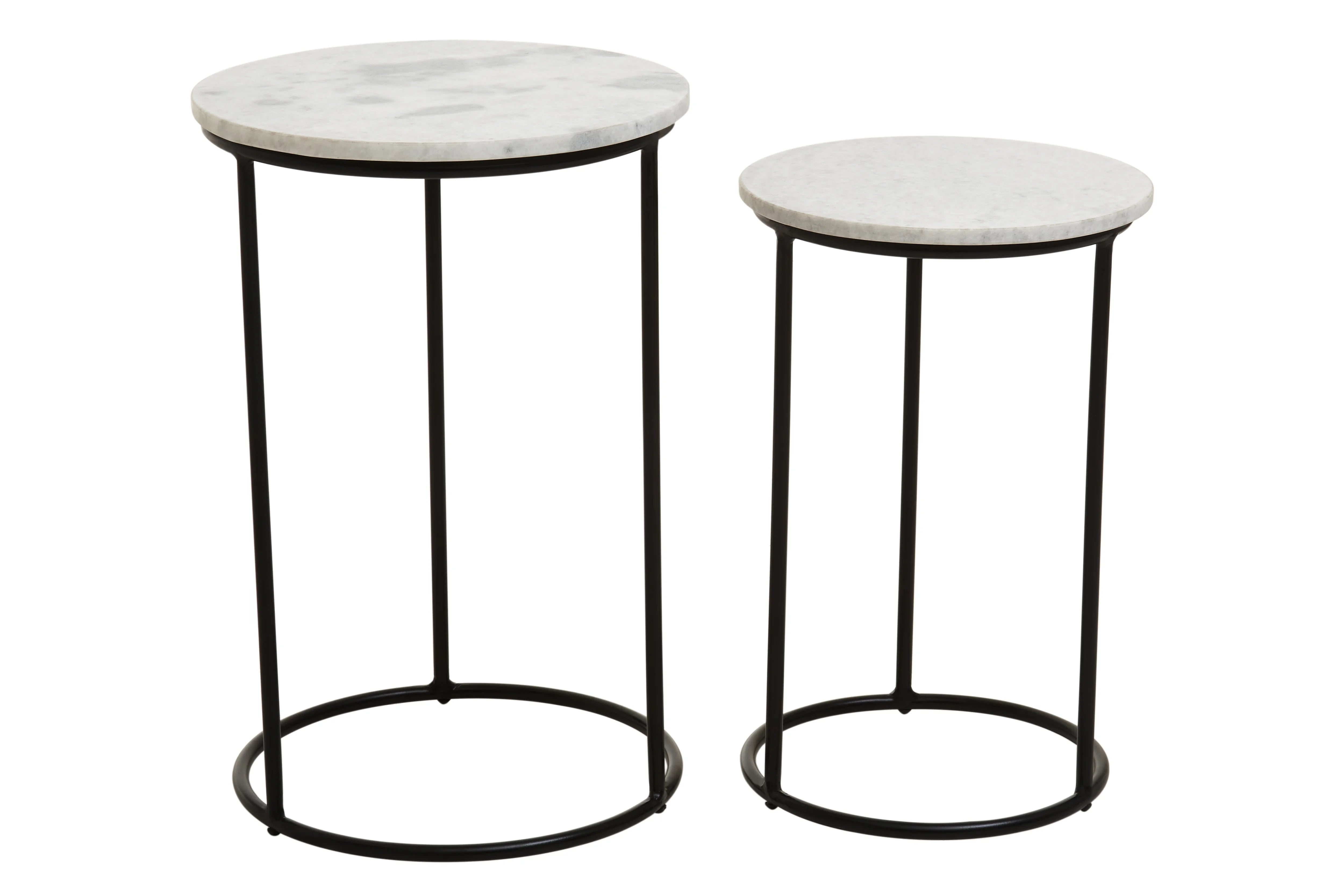 Set of 2 Cassina White Marble & Black Nesting Side Tables