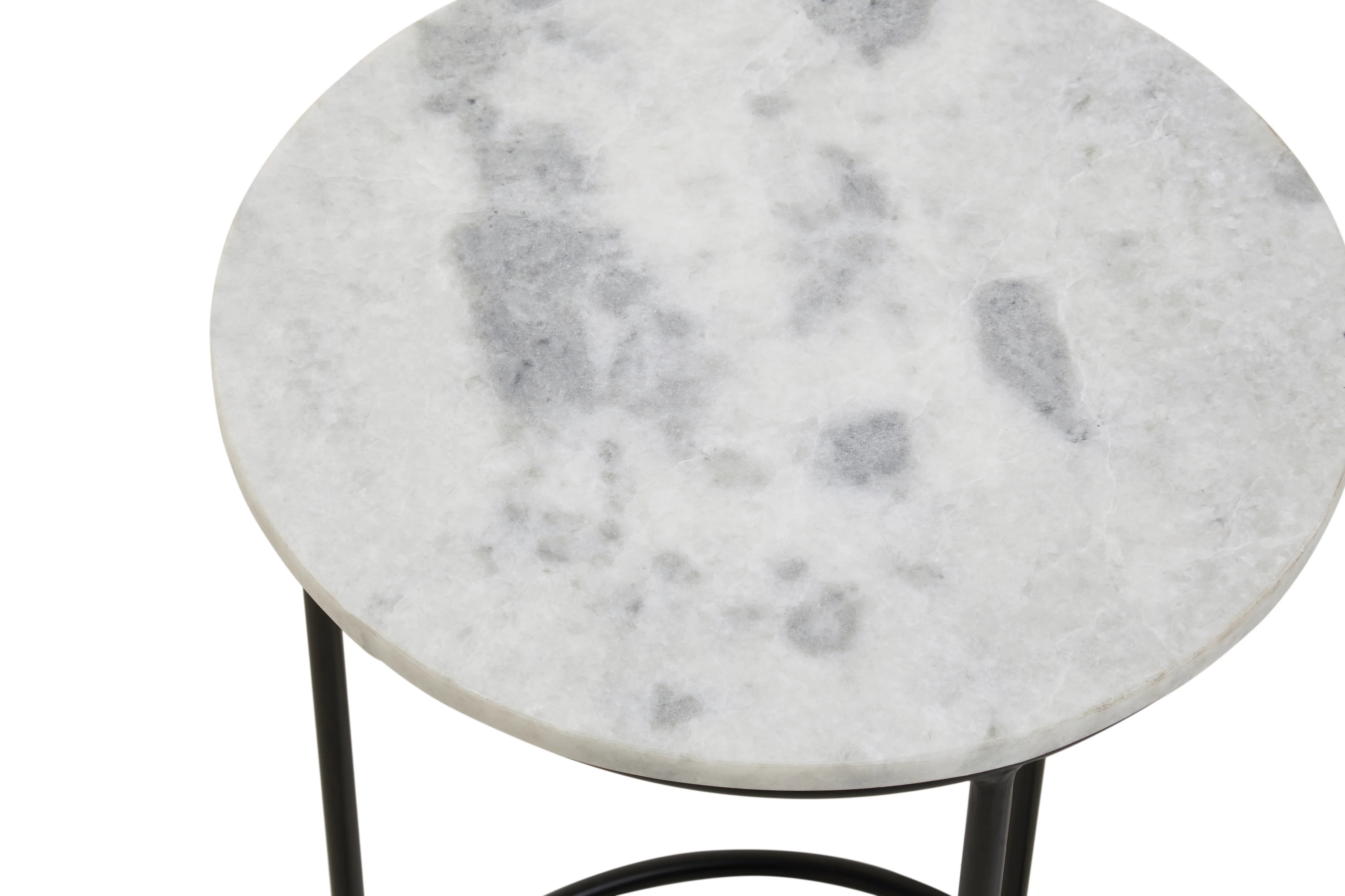 Set of 2 Cassina White Marble & Black Nesting Side Tables