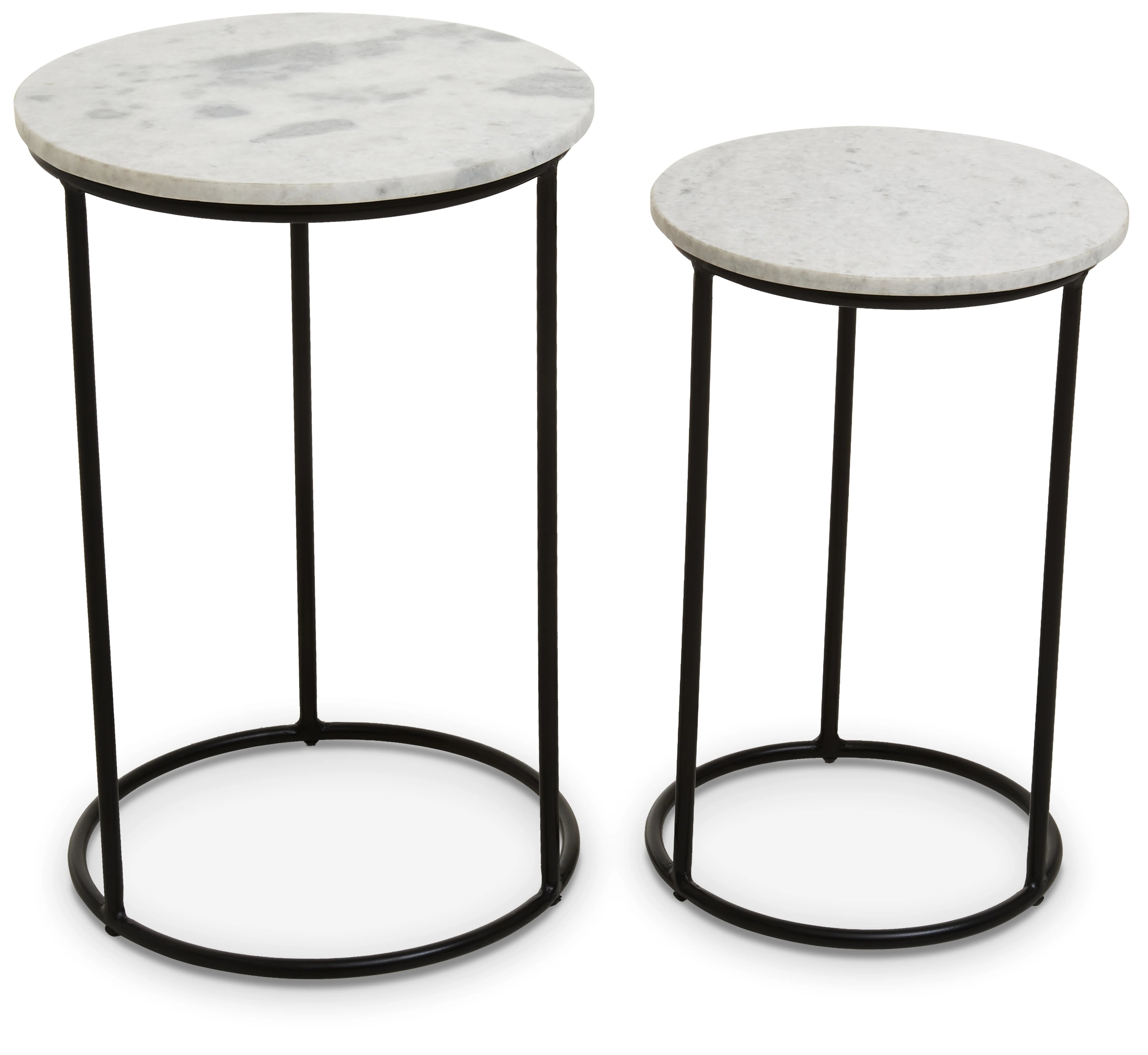 Set of 2 Cassina White Marble & Black Nesting Side Tables