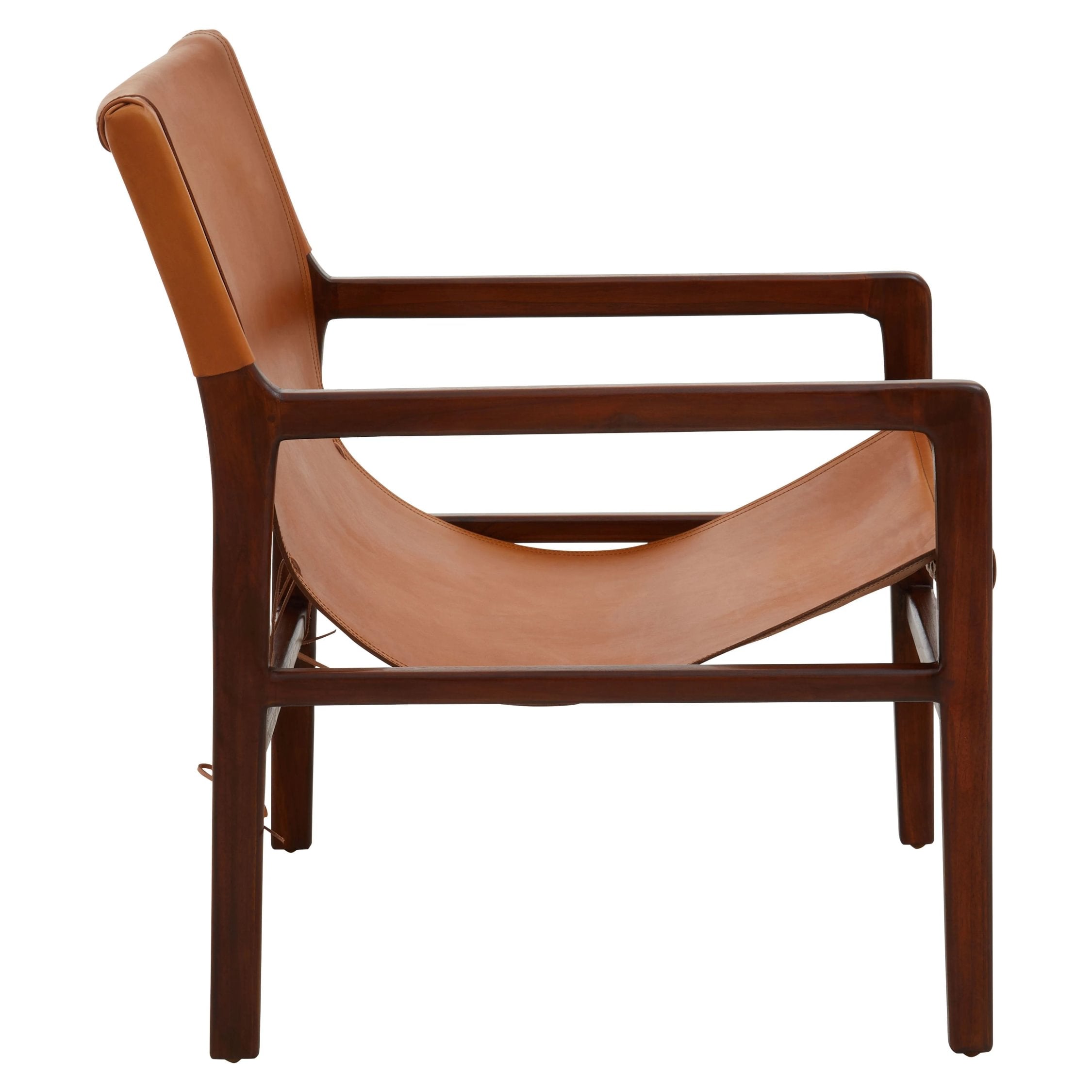 Kalahari Antique Brown Leather Sling Chair