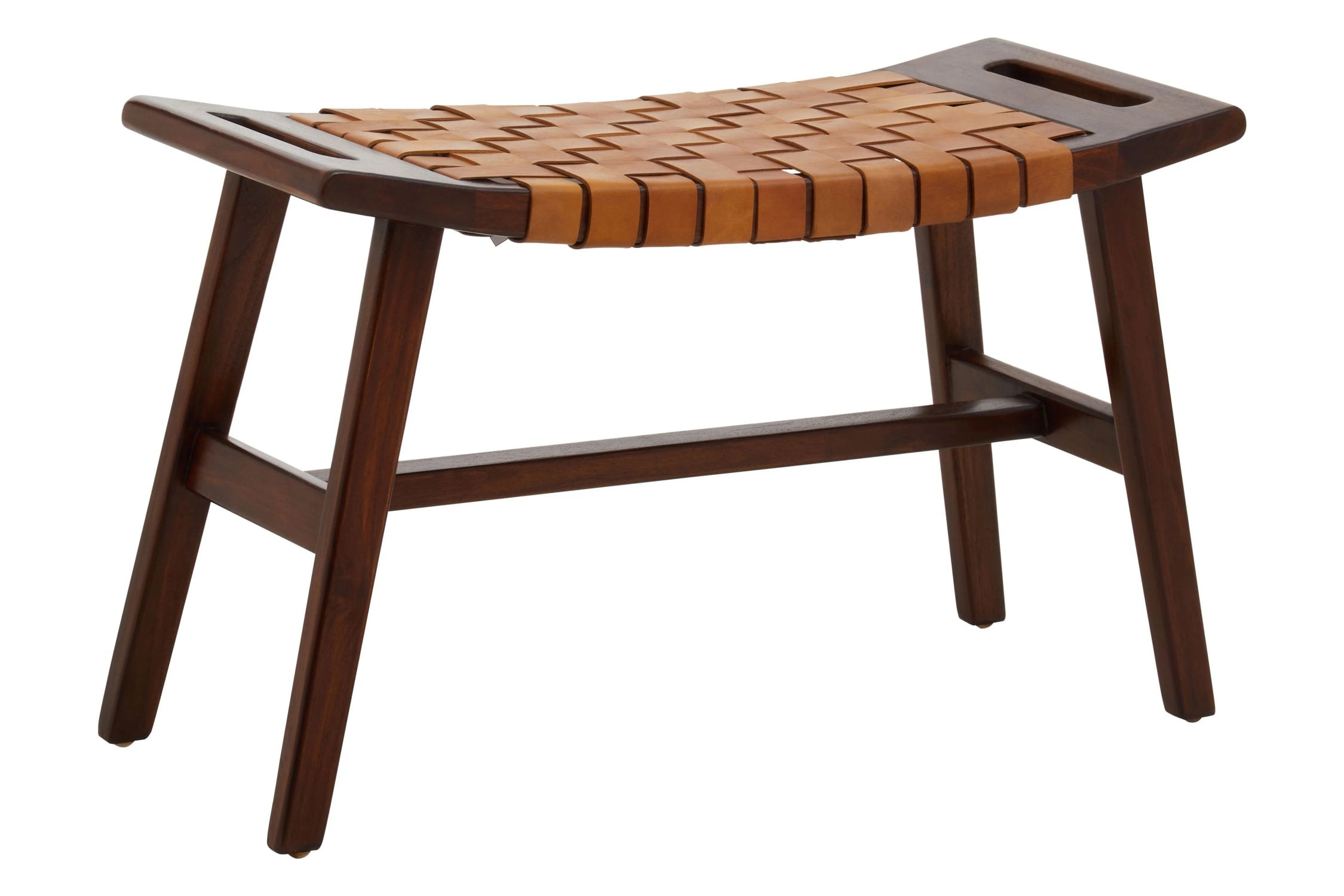 Kalahari Tan Leather Lattice Design Stool