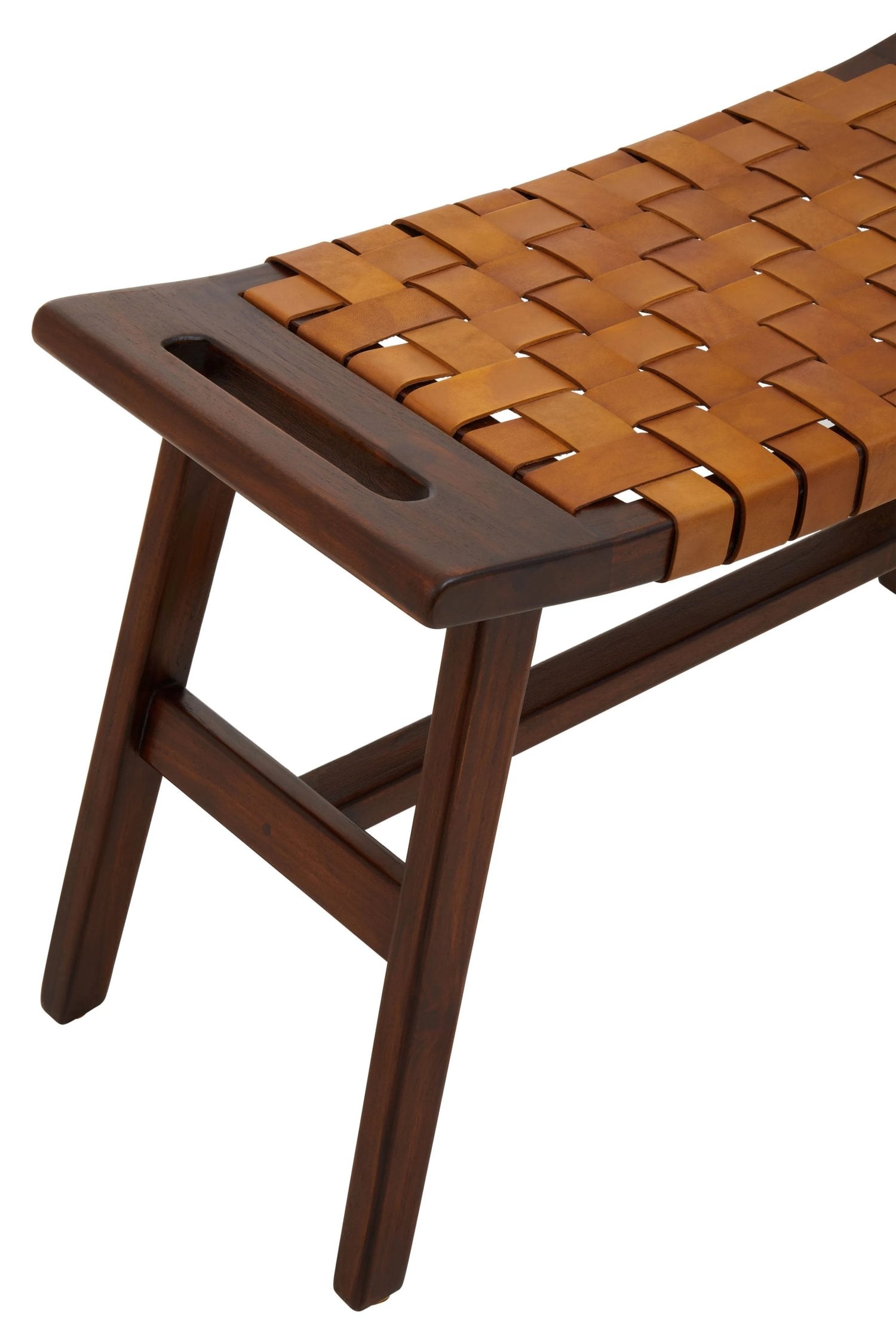 Kalahari Tan Leather Lattice Design Stool