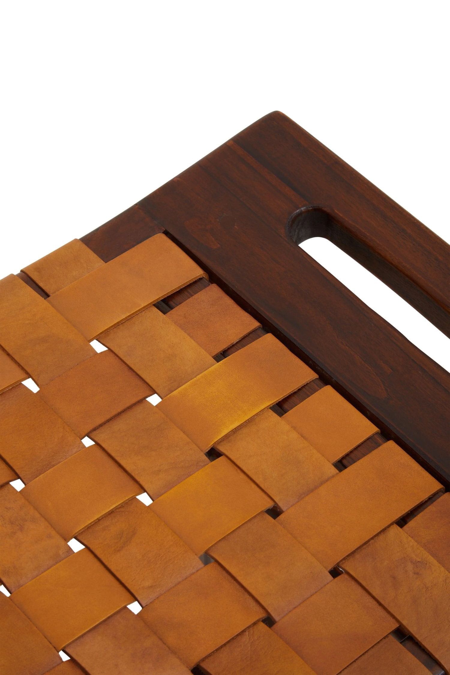 Kalahari Tan Leather Lattice Design Stool