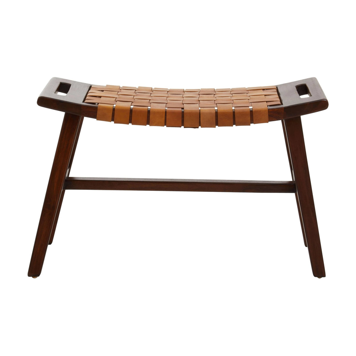 Kalahari Tan Leather Lattice Design Stool