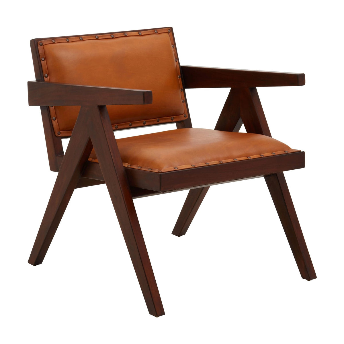 Kalahari Tan Leather & Teak Frame Dining Chair