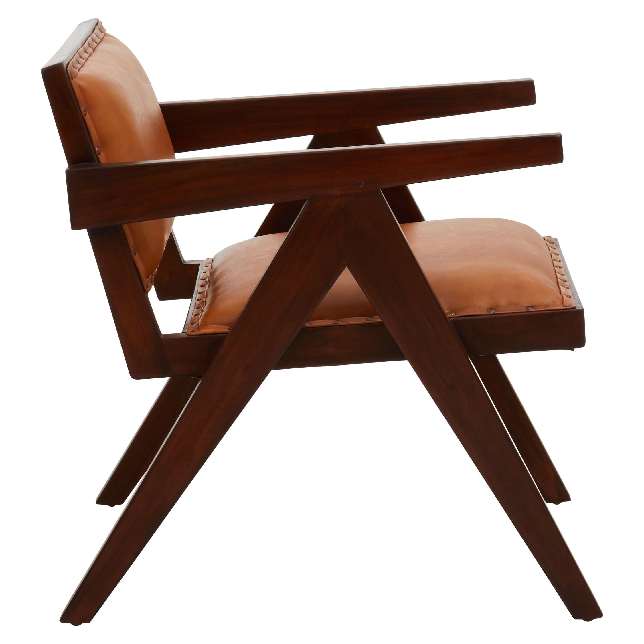 Kalahari Tan Leather & Teak Frame Dining Chair