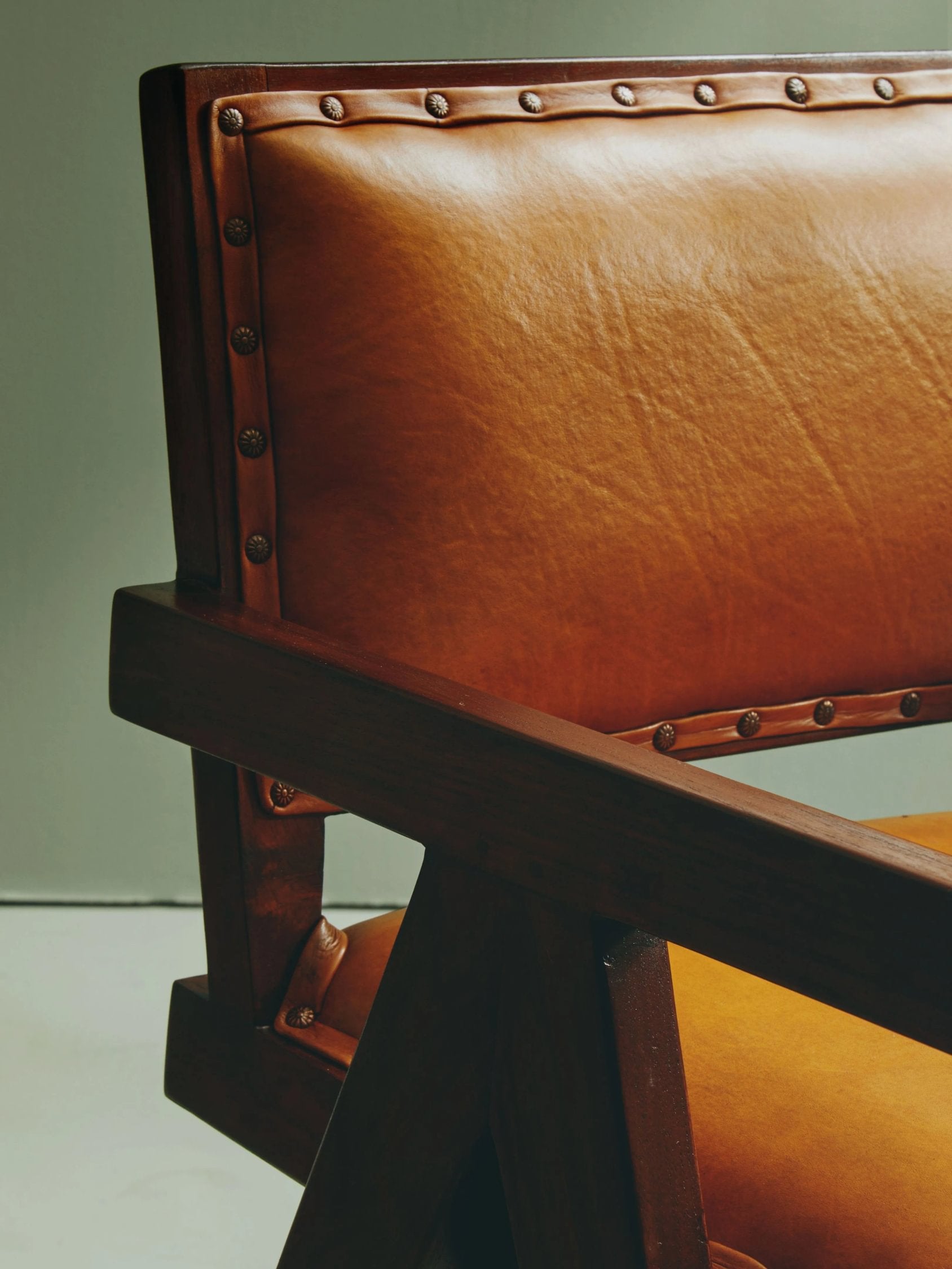 Kalahari Tan Leather & Teak Frame Dining Chair