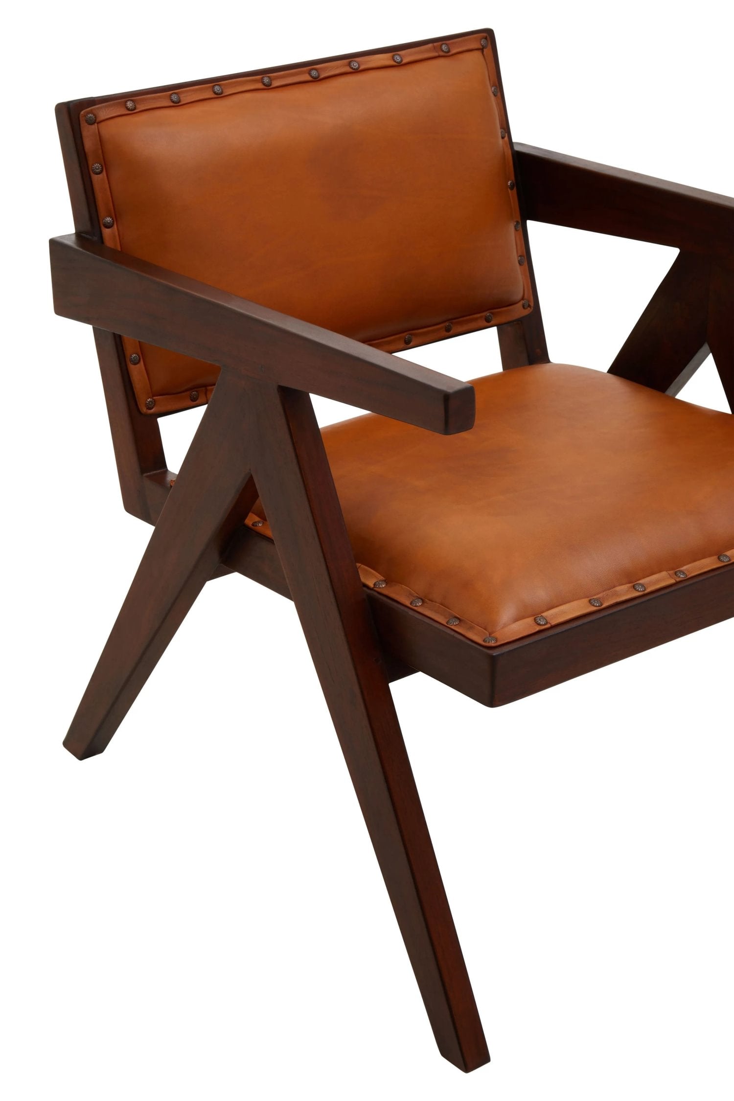 Kalahari Tan Leather & Teak Frame Dining Chair