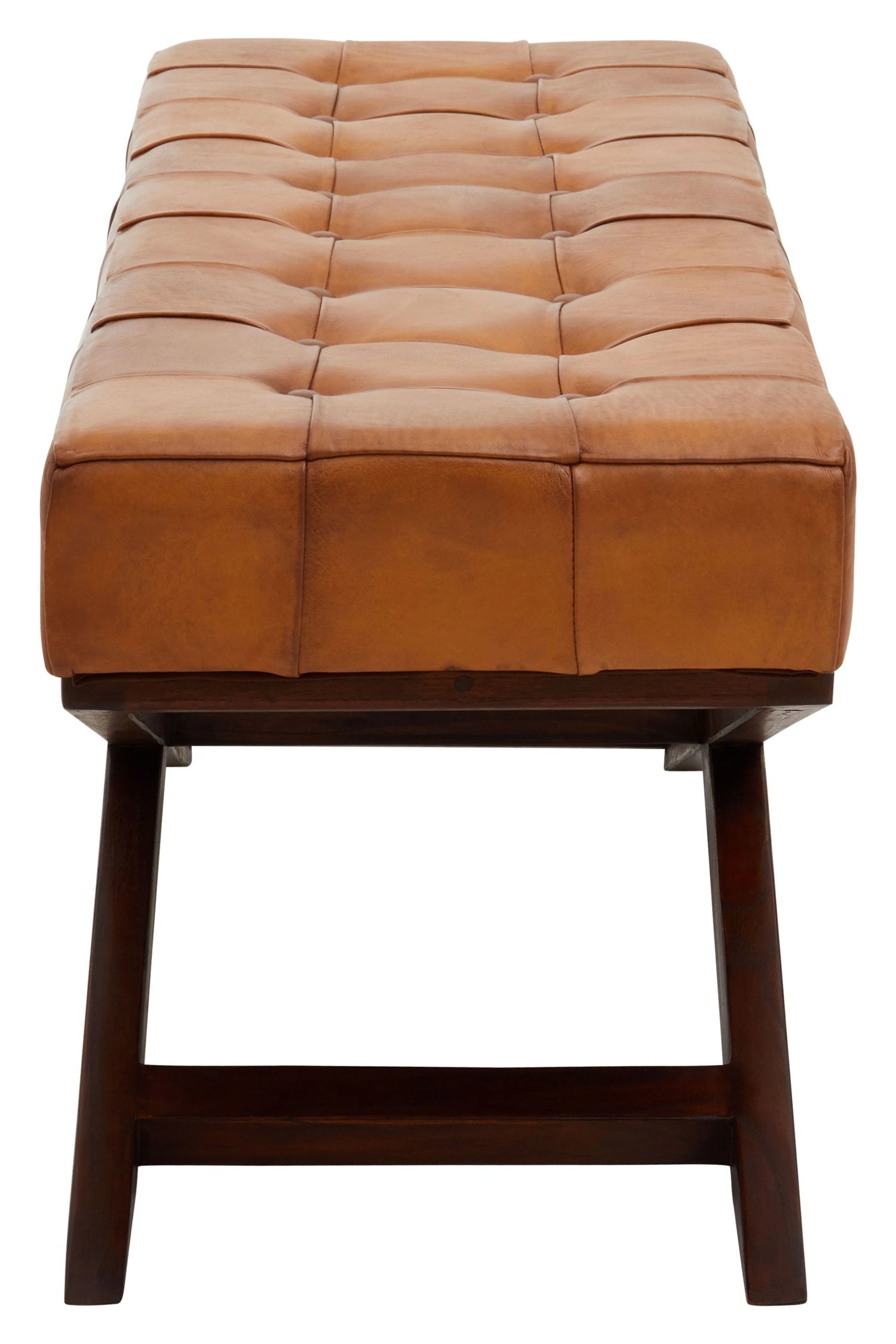 Kalahari Brown Leather & Cedar Wood Bench