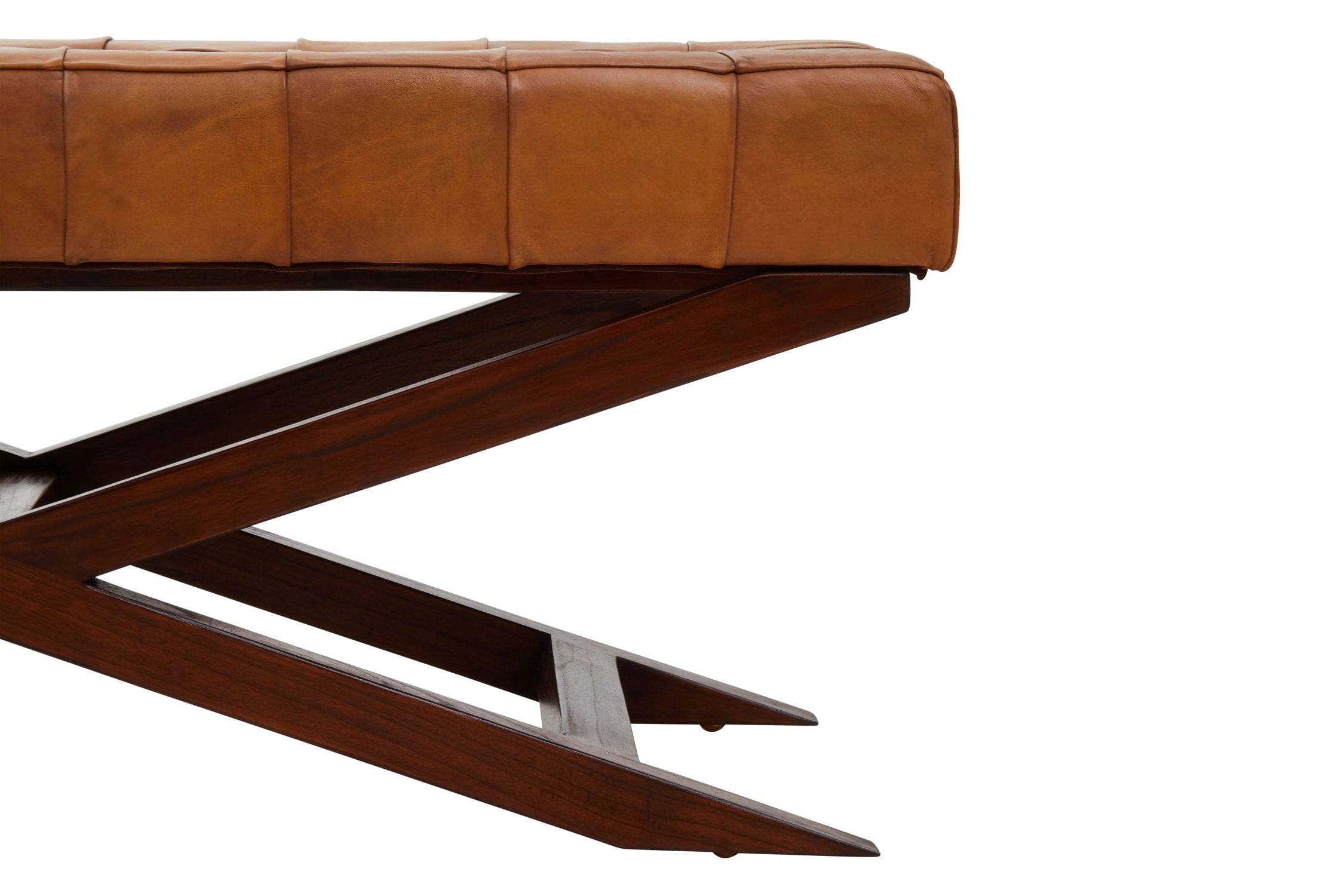 Kalahari Brown Leather & Cedar Wood Bench