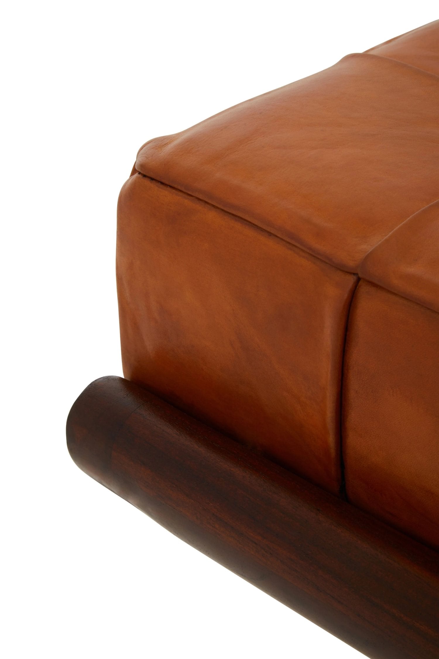 Kalahari Brown Leather & Angular Cedar Wood Bench