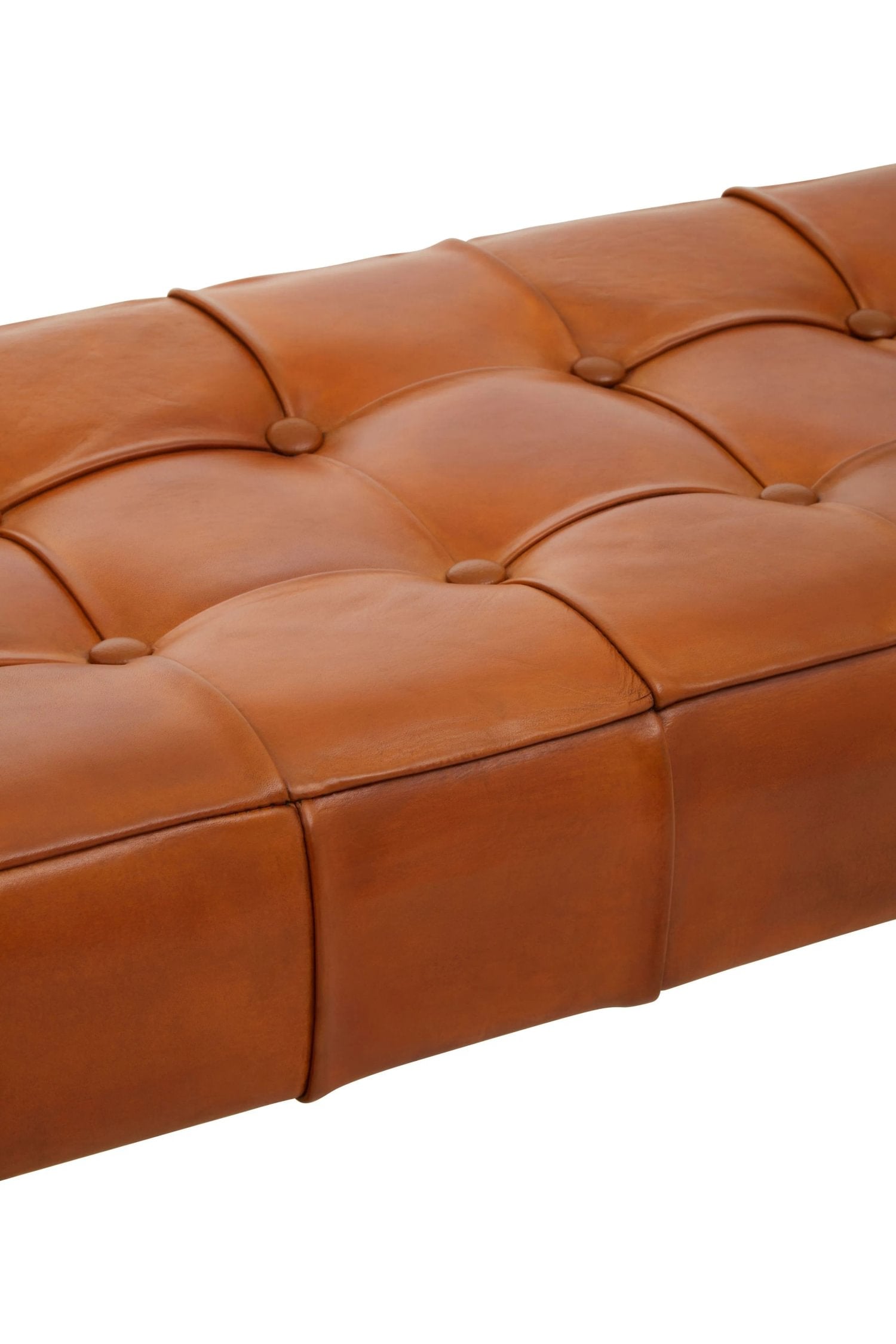 Kalahari Brown Leather & Angular Cedar Wood Bench