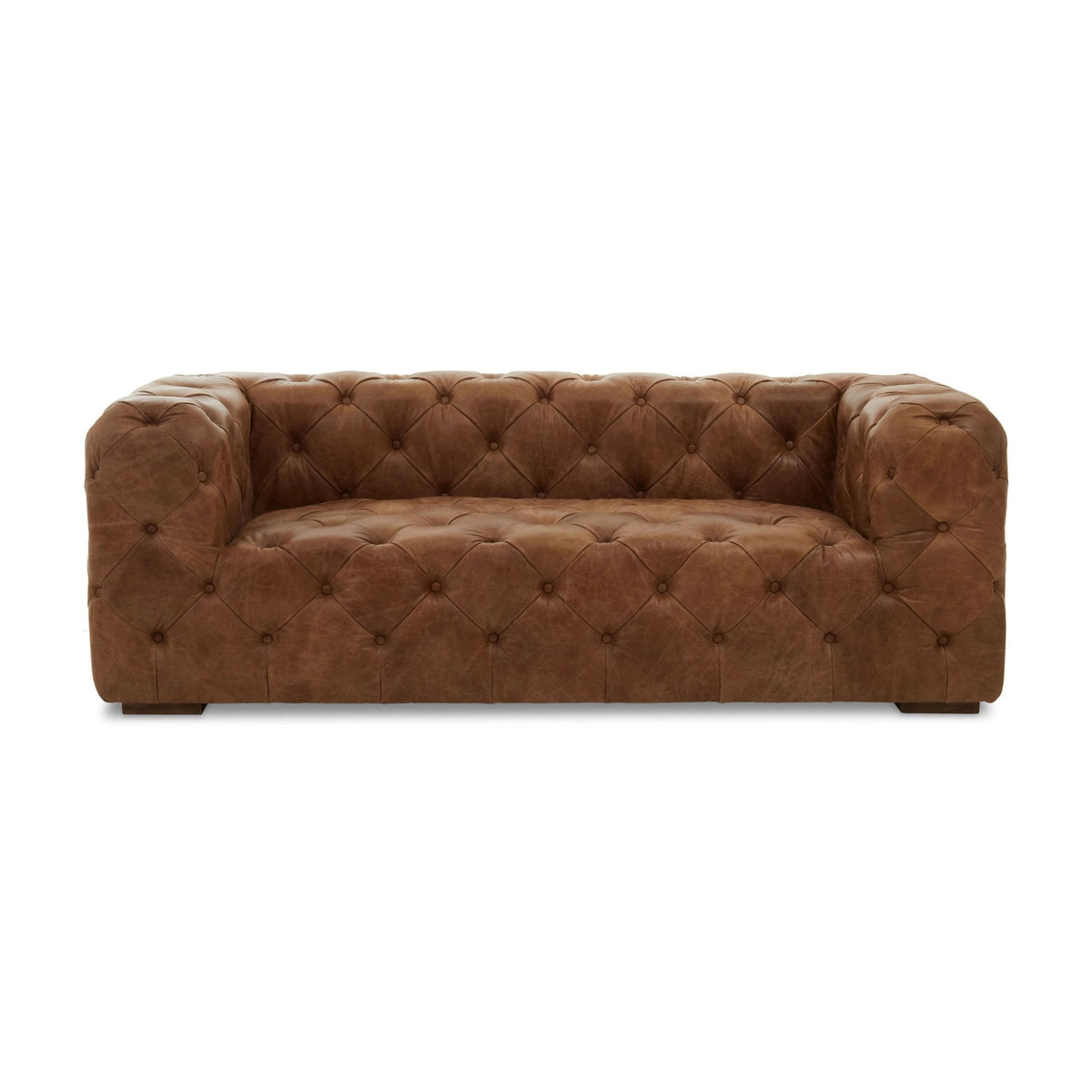 Kensington 3 Seater Brown Leather Modern Chesterfield Sofa