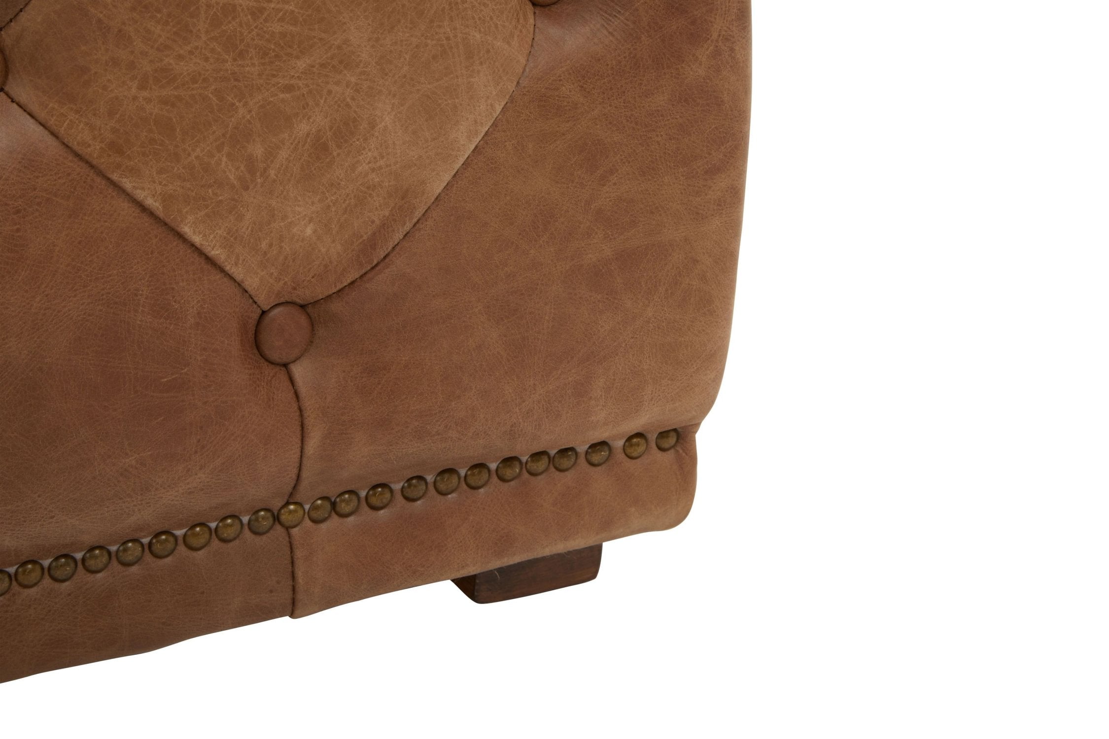 Kensington Brown Leather Rectangular Chesterfield Ottoman