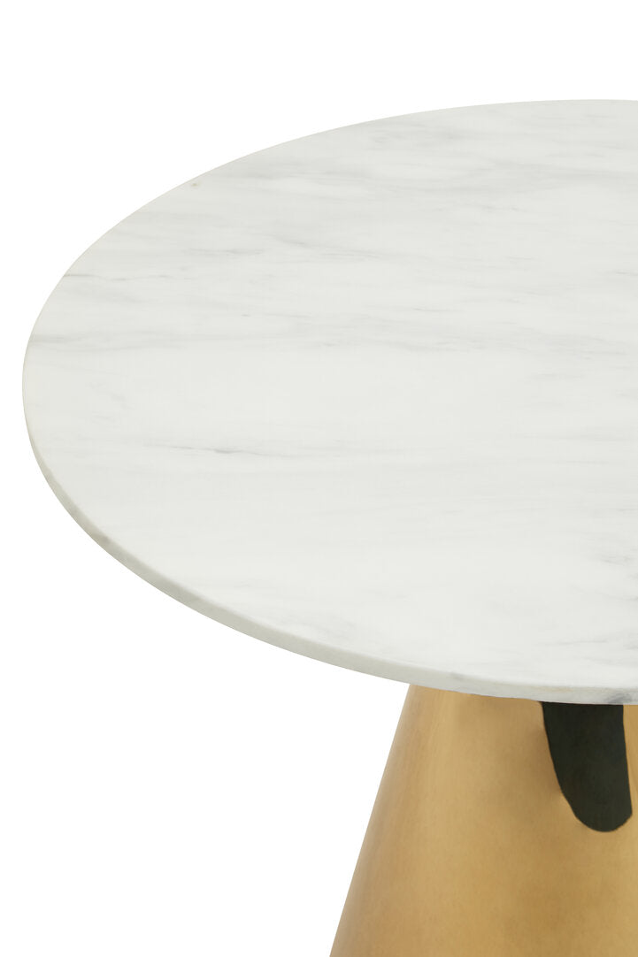 Grosvenor White Marble & Gold Round Dining Table