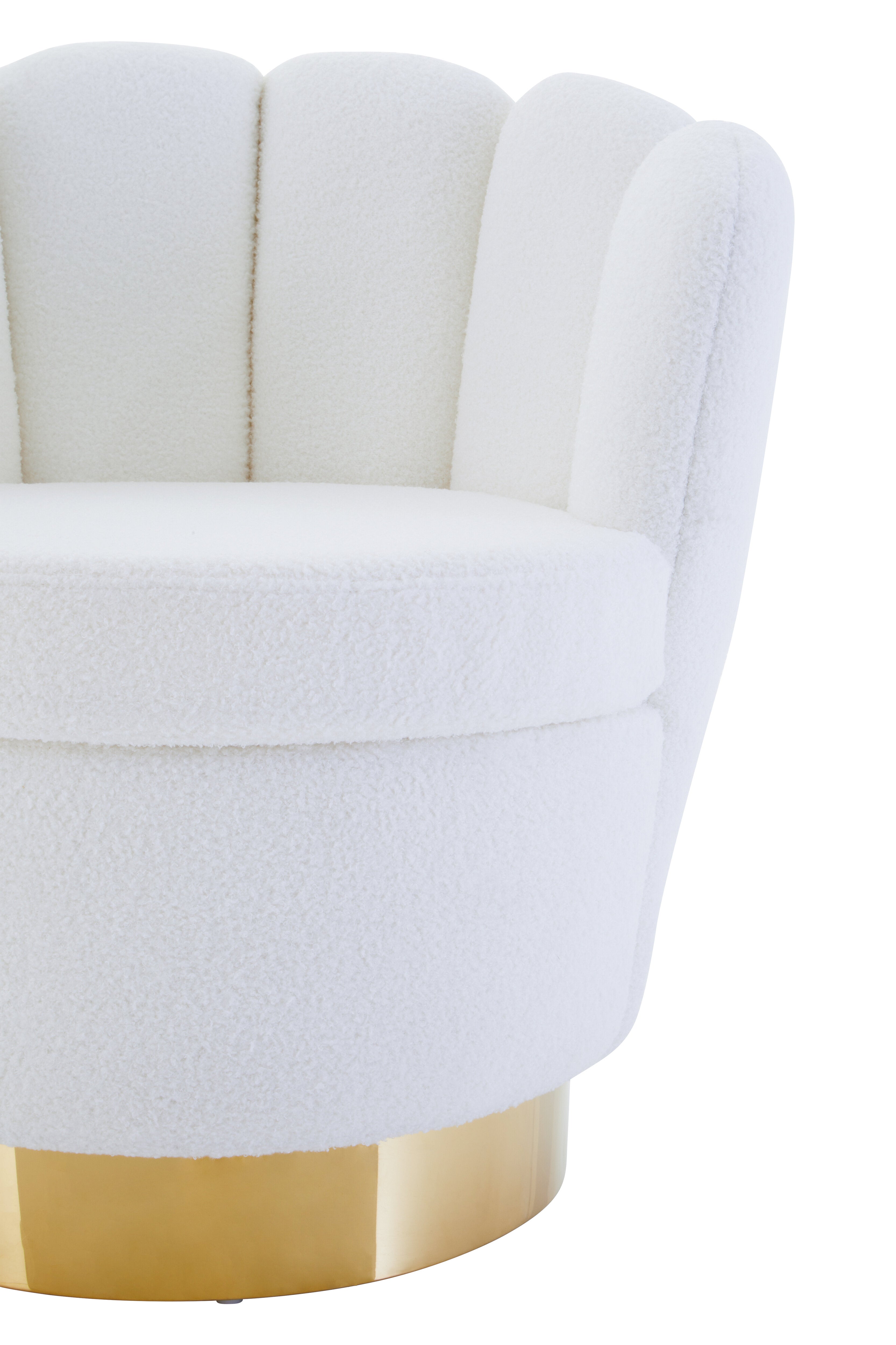 Alcoa Off White Velvet & Gold Shell Armchair