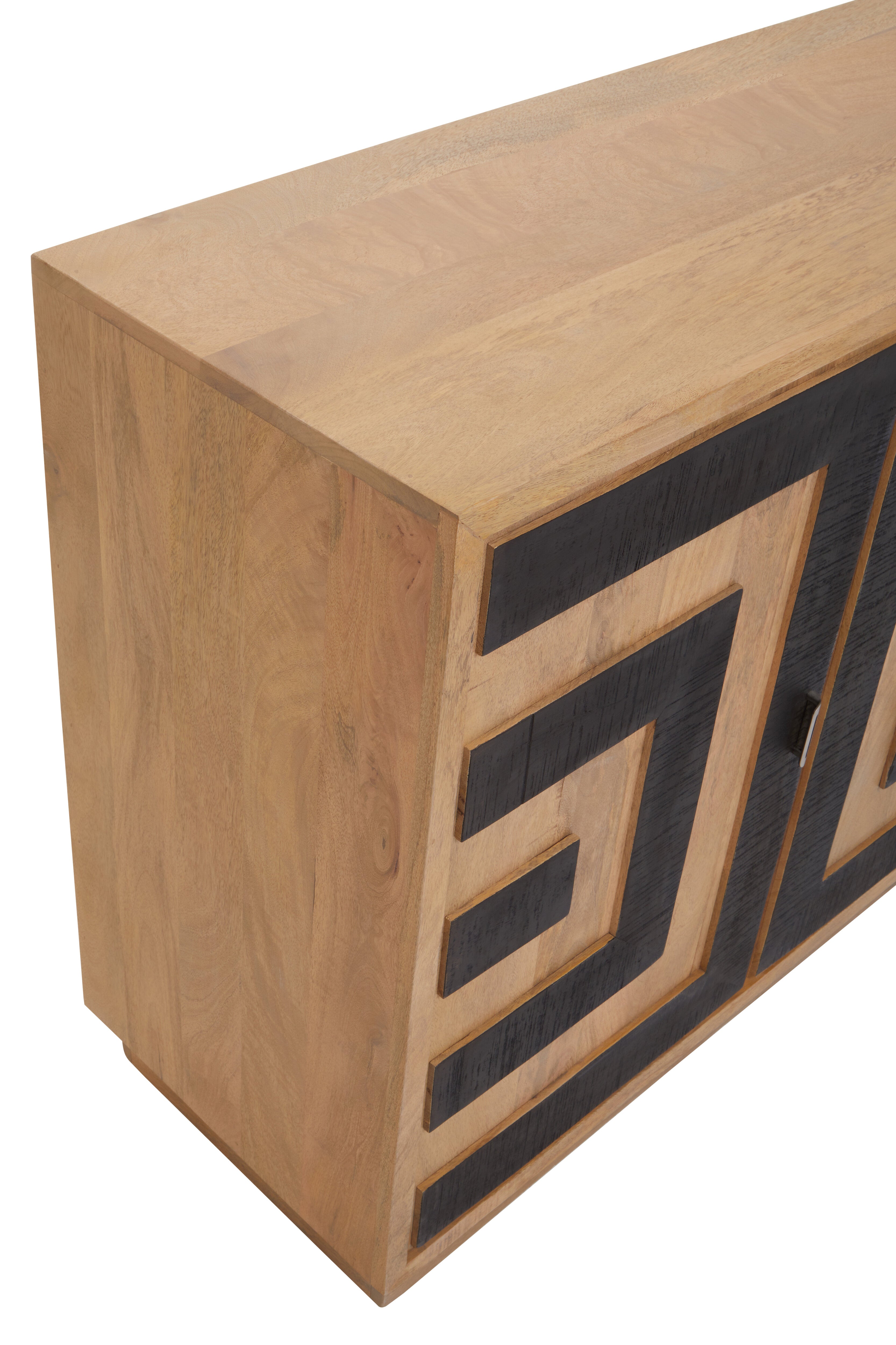 Celcola Natural & Black Mango Wood Geometric Sideboard